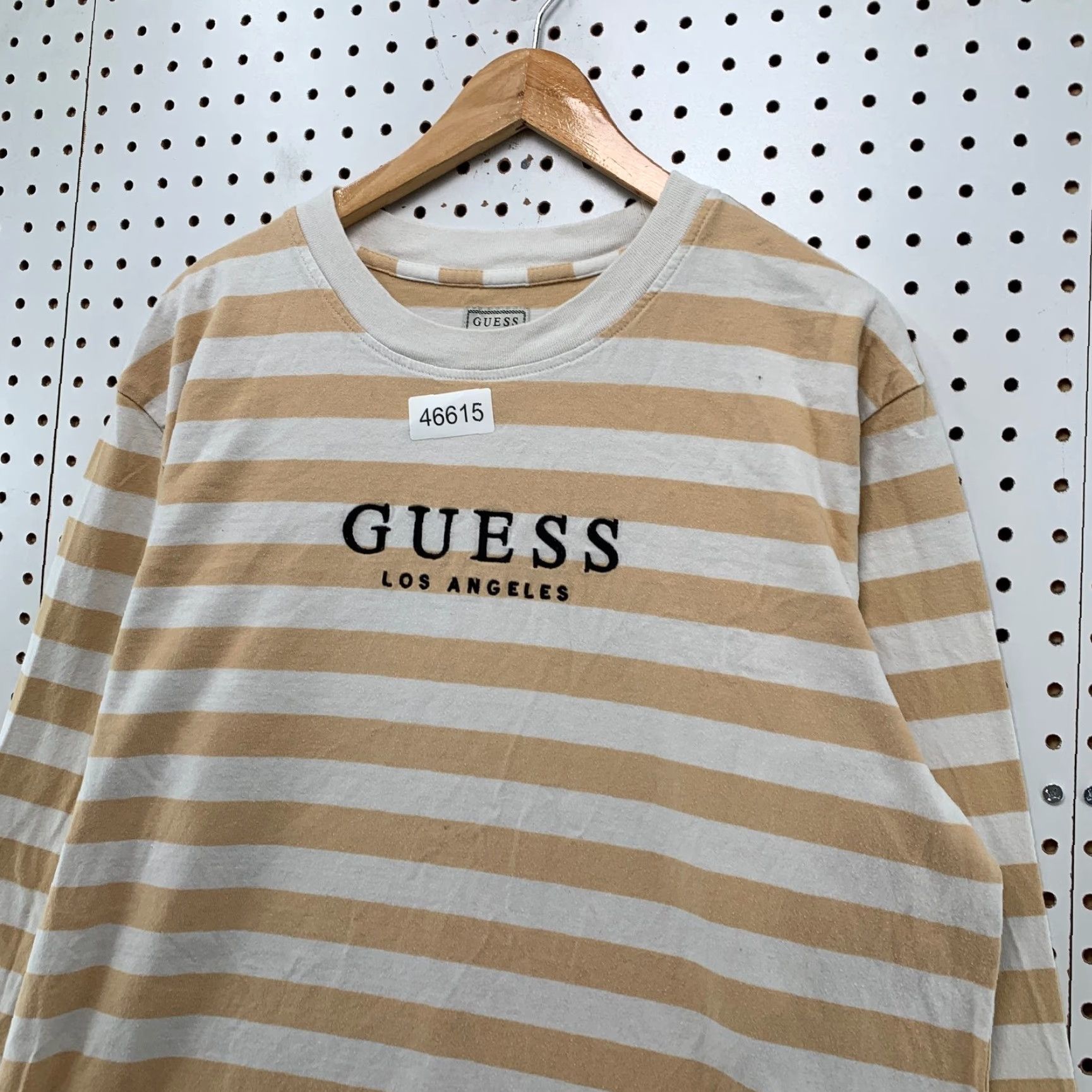Guess VINTAGE GUESS Shirt Mens Large Beige Los Angeles Striped Long Sleeve Size US L / EU 52-54 / 3 - 6 Thumbnail
