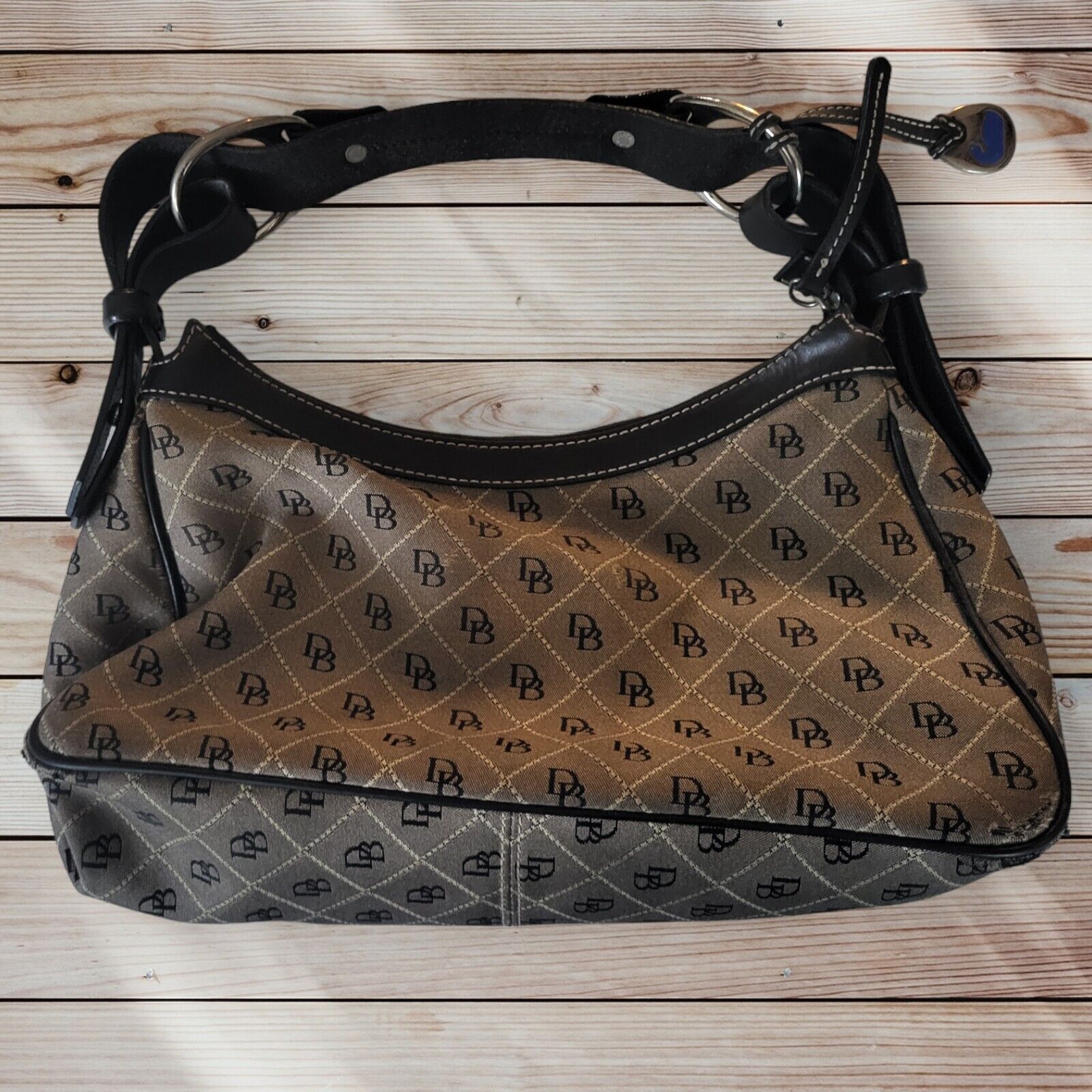 Dooney & Bourke DB Monogram Leather Handle Hobo Bag w/Wallet
