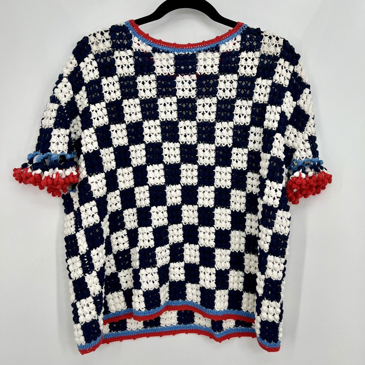 Designer Happy Sheep Handmade Knit Short Sleeve Pullover Sweater Size XS / US 0-2 / IT 36-38 - 6 Thumbnail