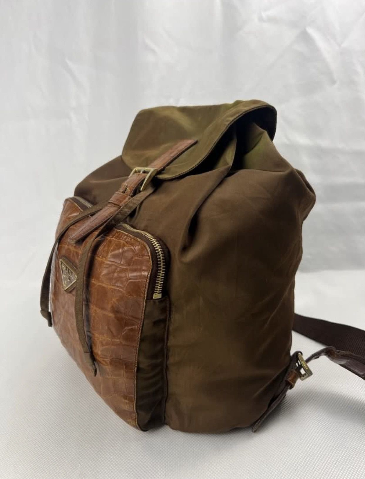 Prada Prada Tessuto Vintage Croco Embroired Leather Backpack Size ONE SIZE - 2 Thumbnail