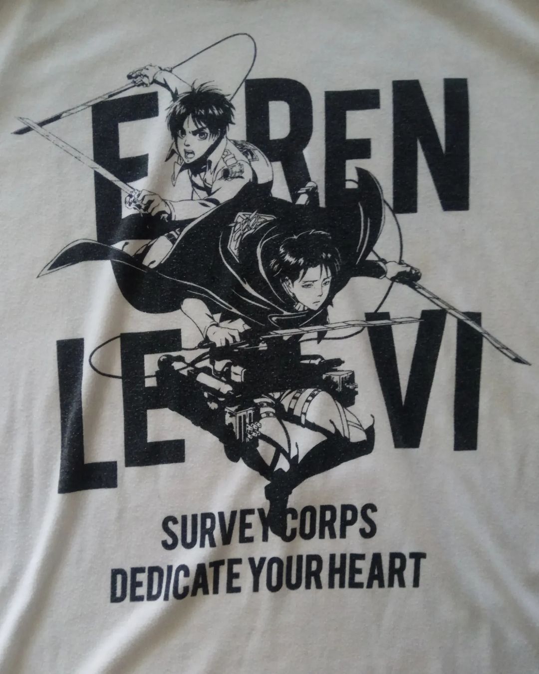 Anime × Japanese Brand × Universal Studios Attack on Titan Eren and Levi Art Official Anime Tees Size US M / EU 48-50 / 2 - 2 Thumbnail