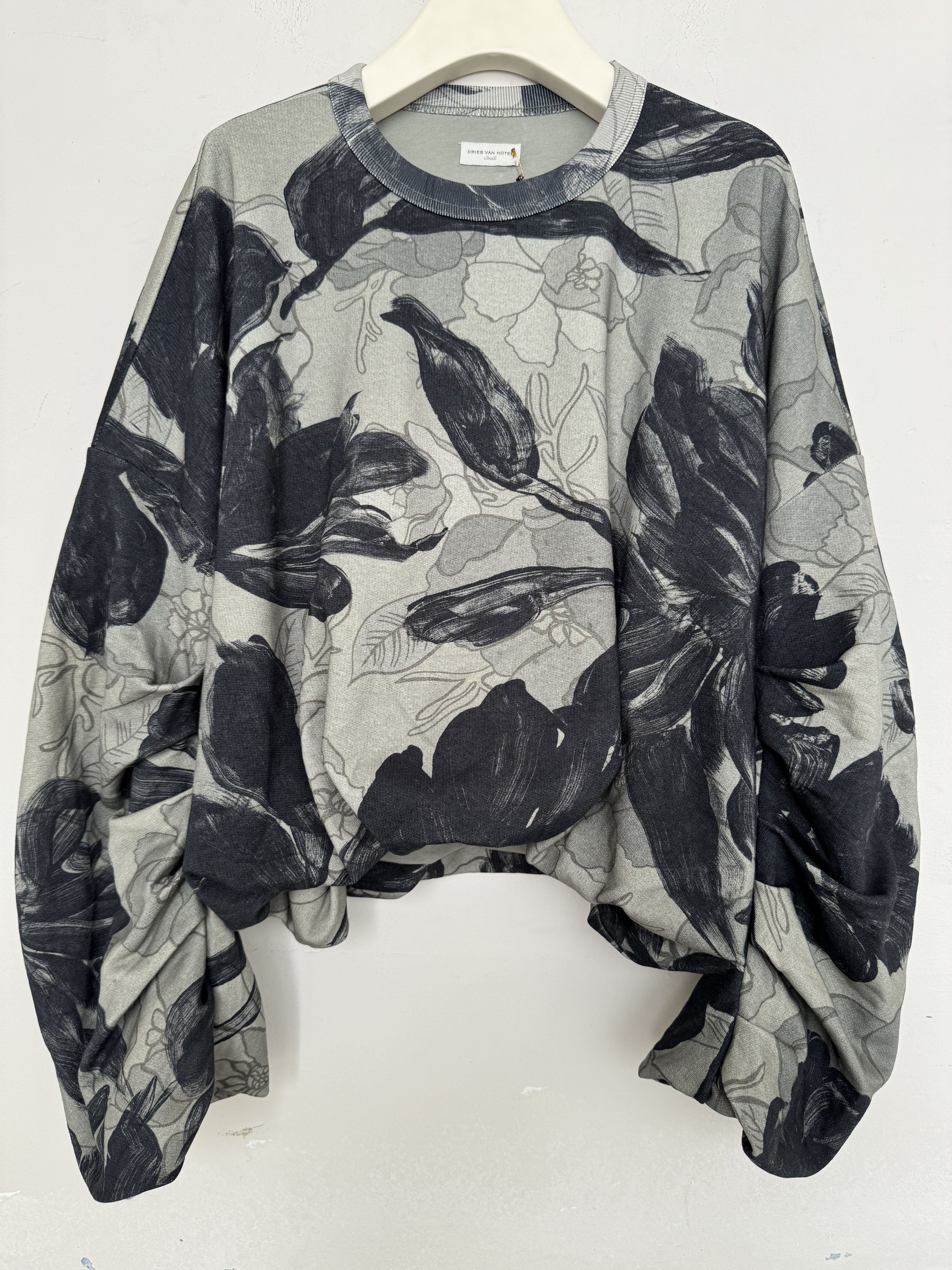 Dries Van Noten Hannett Floral Print Drape Sweatshirt Size S / US 4 / IT 40 - 1 Thumbnail