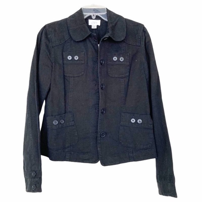 Loft Loft Black Denim Button Down Jacket Sz 2 Size XS / US 0-2 / IT 36-38 - 1 Thumbnail
