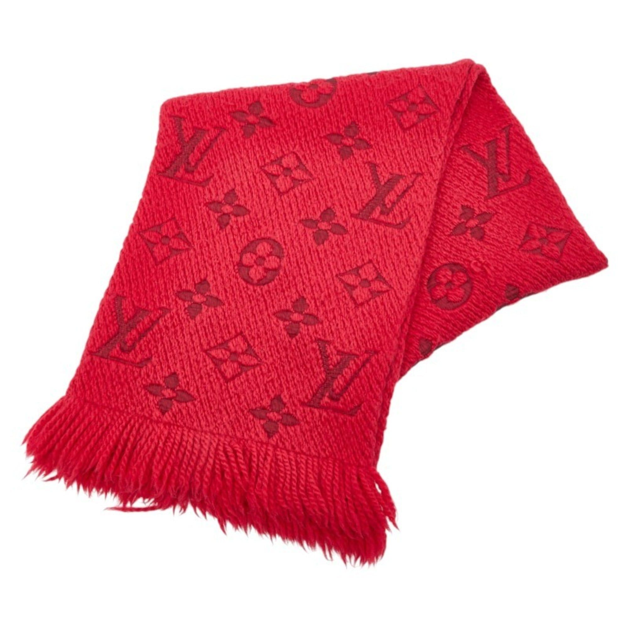 Louis Vuitton Louis Vuitton Monogram Echarpe Logomania Scarf 413287 Pink and Red Wool Silk Women's LOUIS VUITTON Size ONE SIZE - 1 Thumbnail