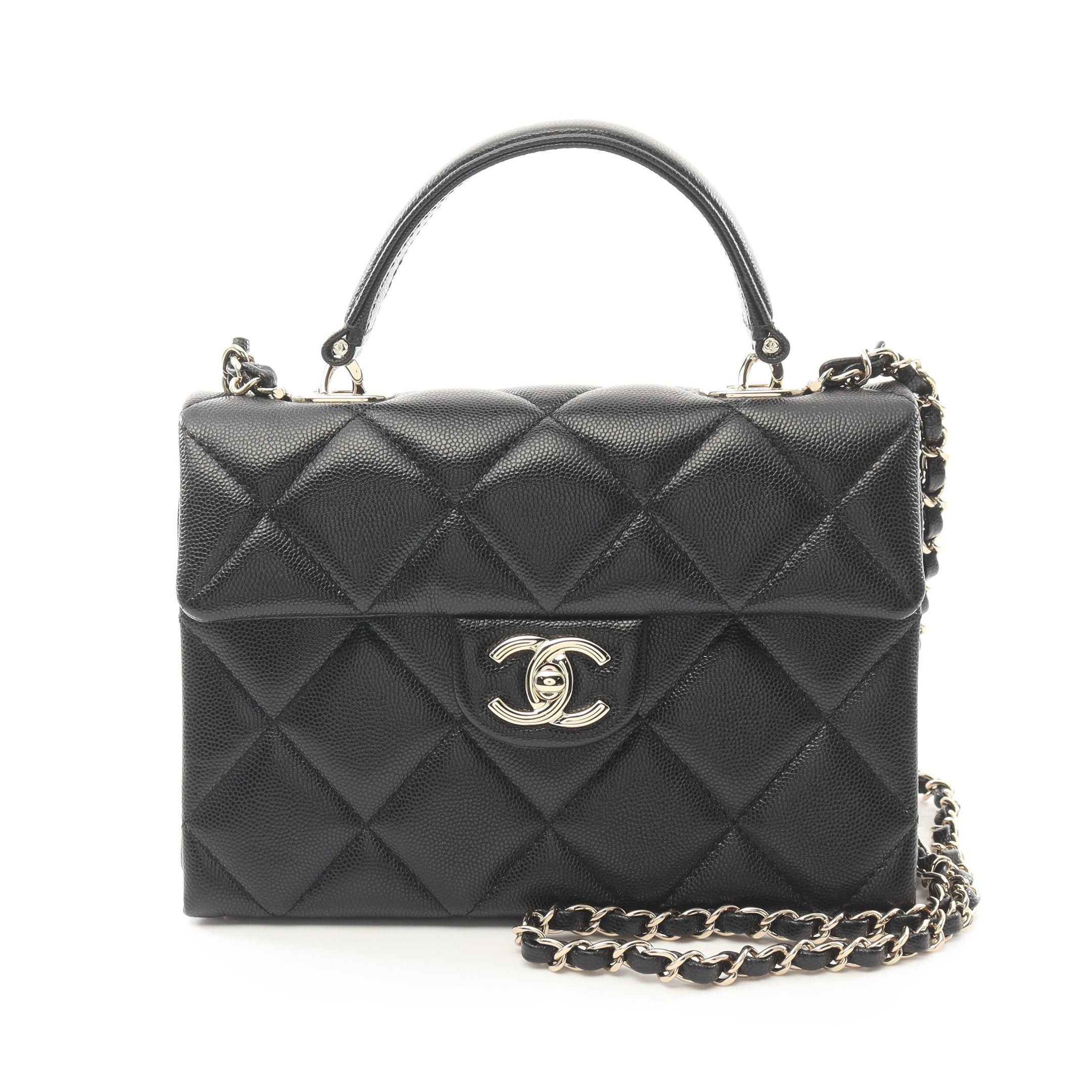 Chanel Chanel Matelasse Top Handle Chain Shoulder Bag Caviar Skin Black Gold Hardware Size ONE SIZE - 1 Thumbnail