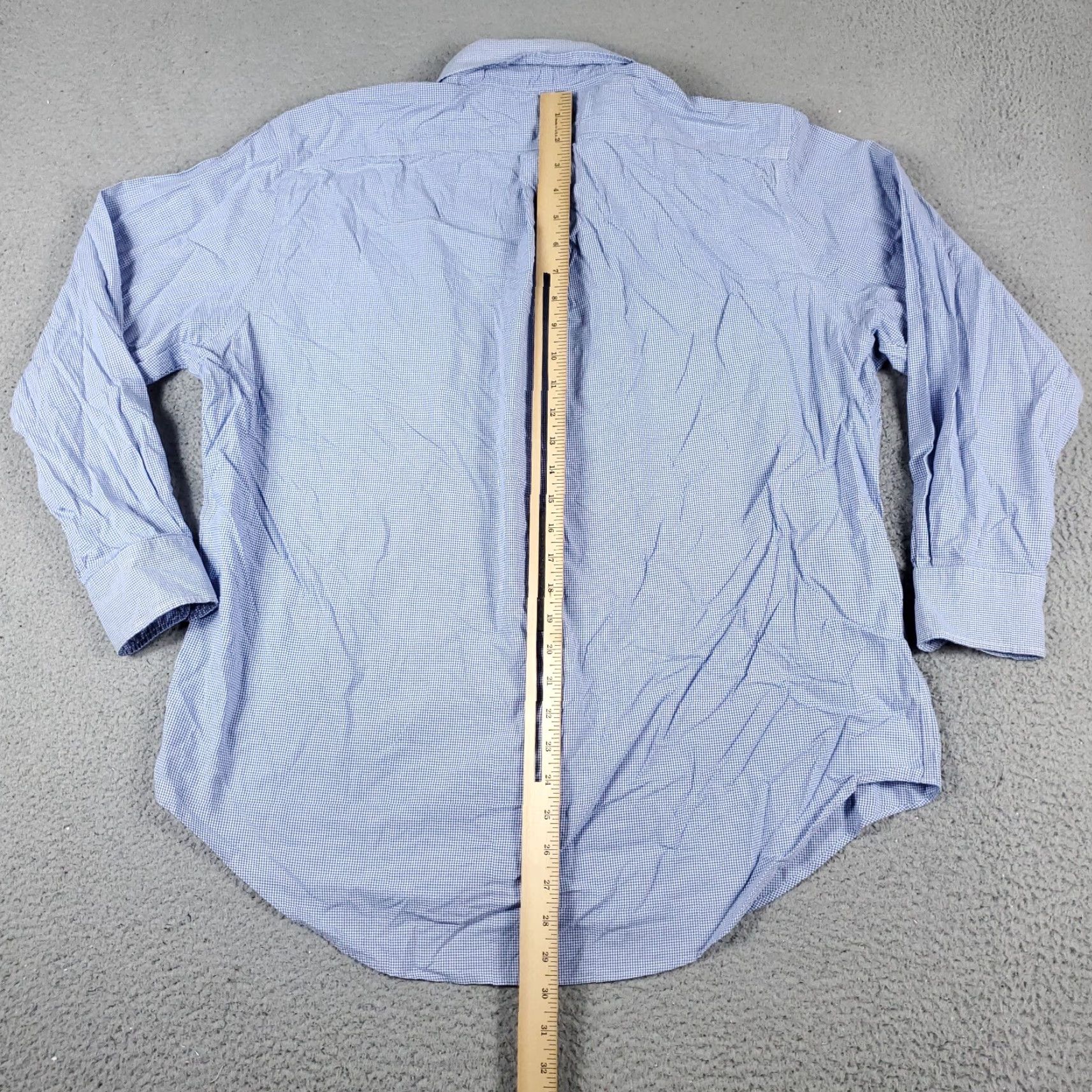Ralph Lauren VINTAGE Ralph Lauren Shirt Mens 16.5 Blue Check Dress Button Up Long Sleeve Non-Iron Pockets 100% Cotton Regular Adult Mens Size 42R - 5 Thumbnail