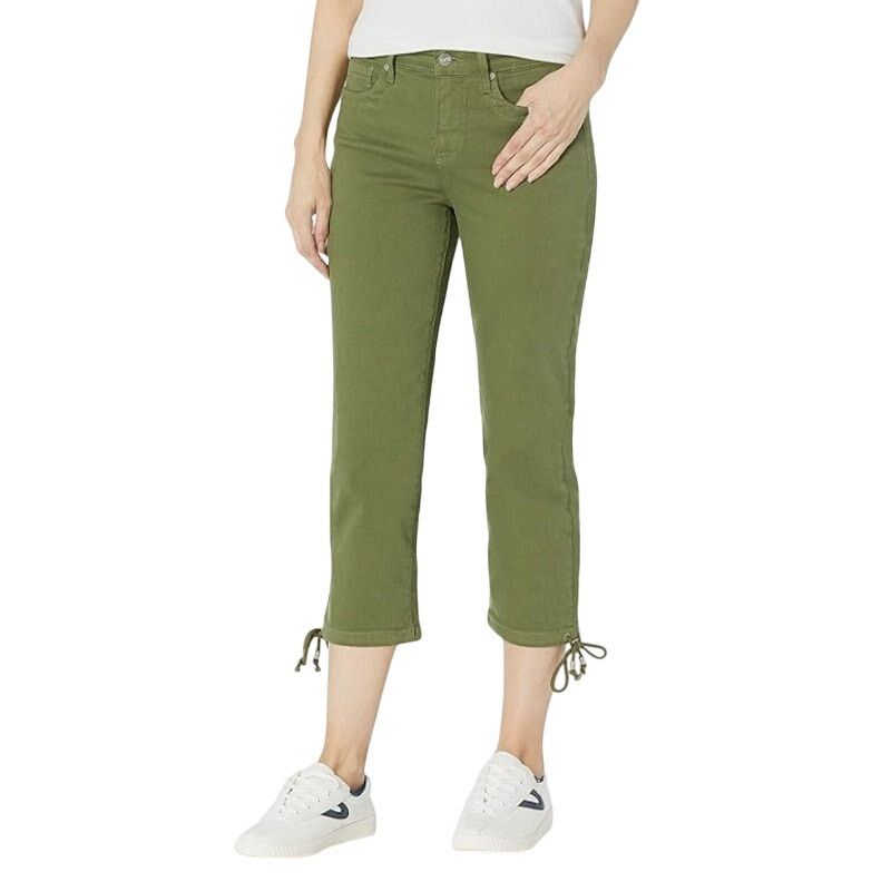 NYDJ NYDJ Capri Jeans with Drawcord Hem in Olive, Size 18W Size 40" / US 18 - 1 Thumbnail