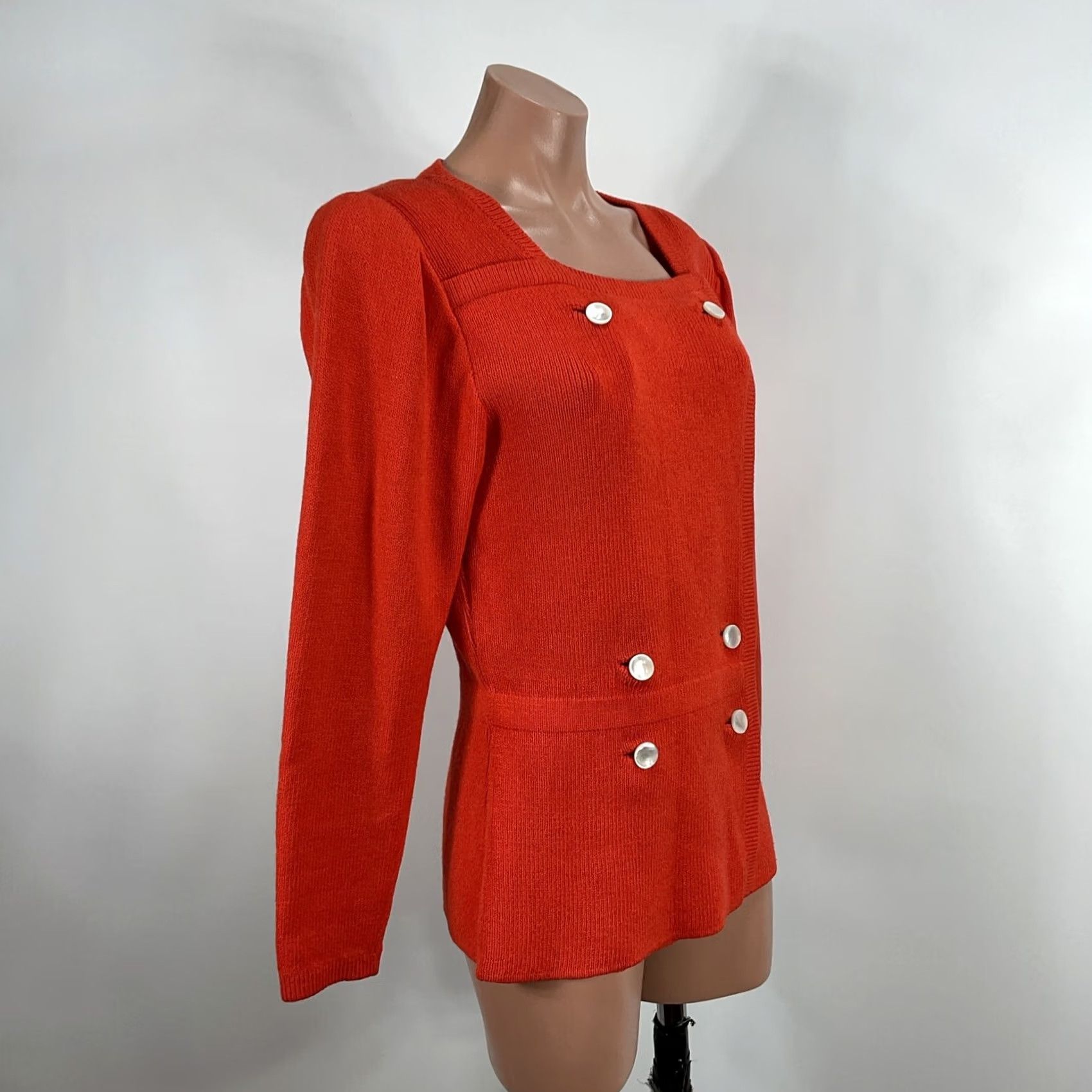 Hogan Dana Hogan Vintage Coral Orange Sweater Jacket Double Breasted L/XL Size XL / US 12-14 / IT 48-50 - 4 Thumbnail