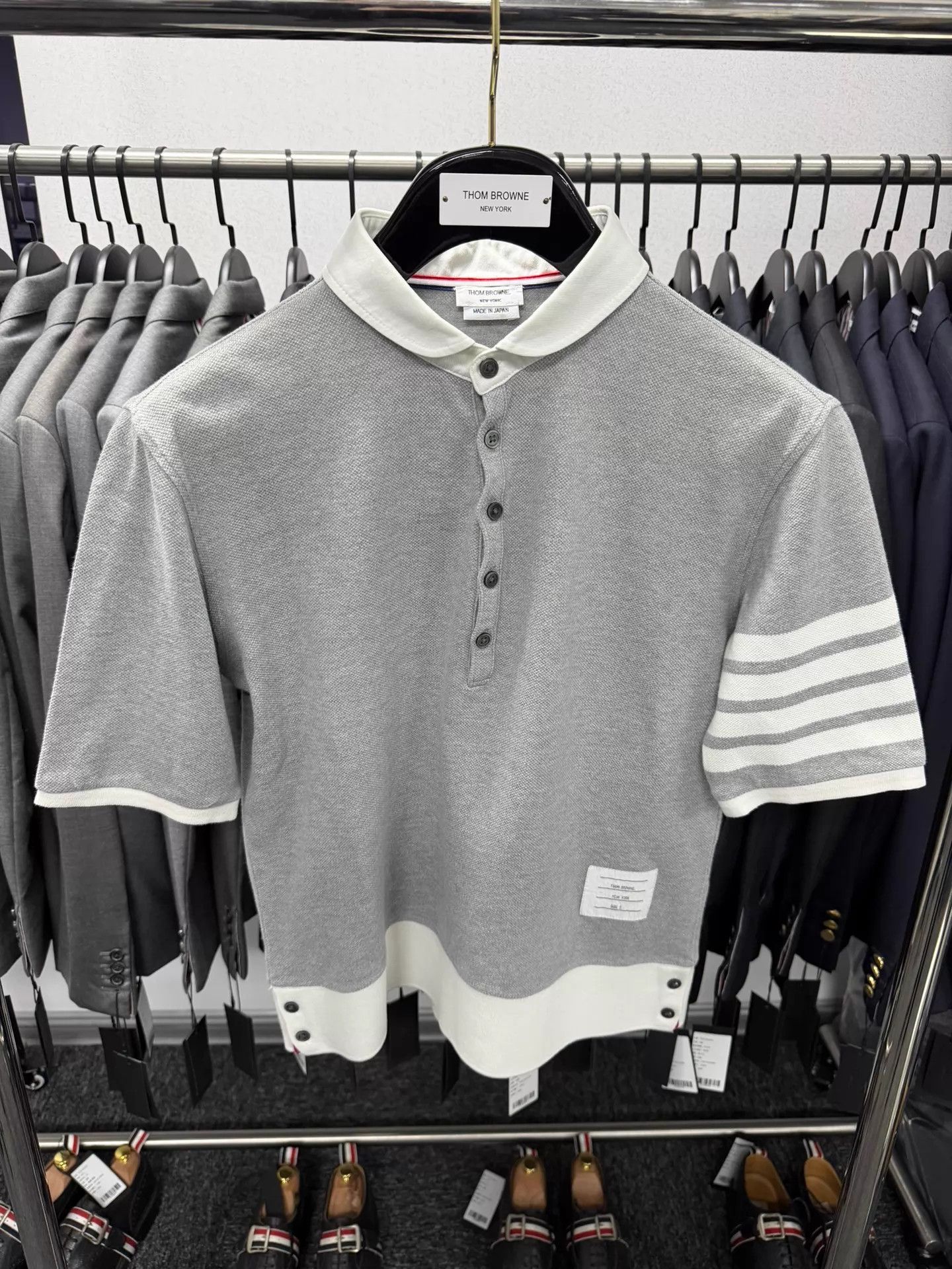Thom Browne Thom Browne 4-Bar Gray Polo Shirt Size 2 Men's Size US M / EU 48-50 / 2 - 1 Thumbnail
