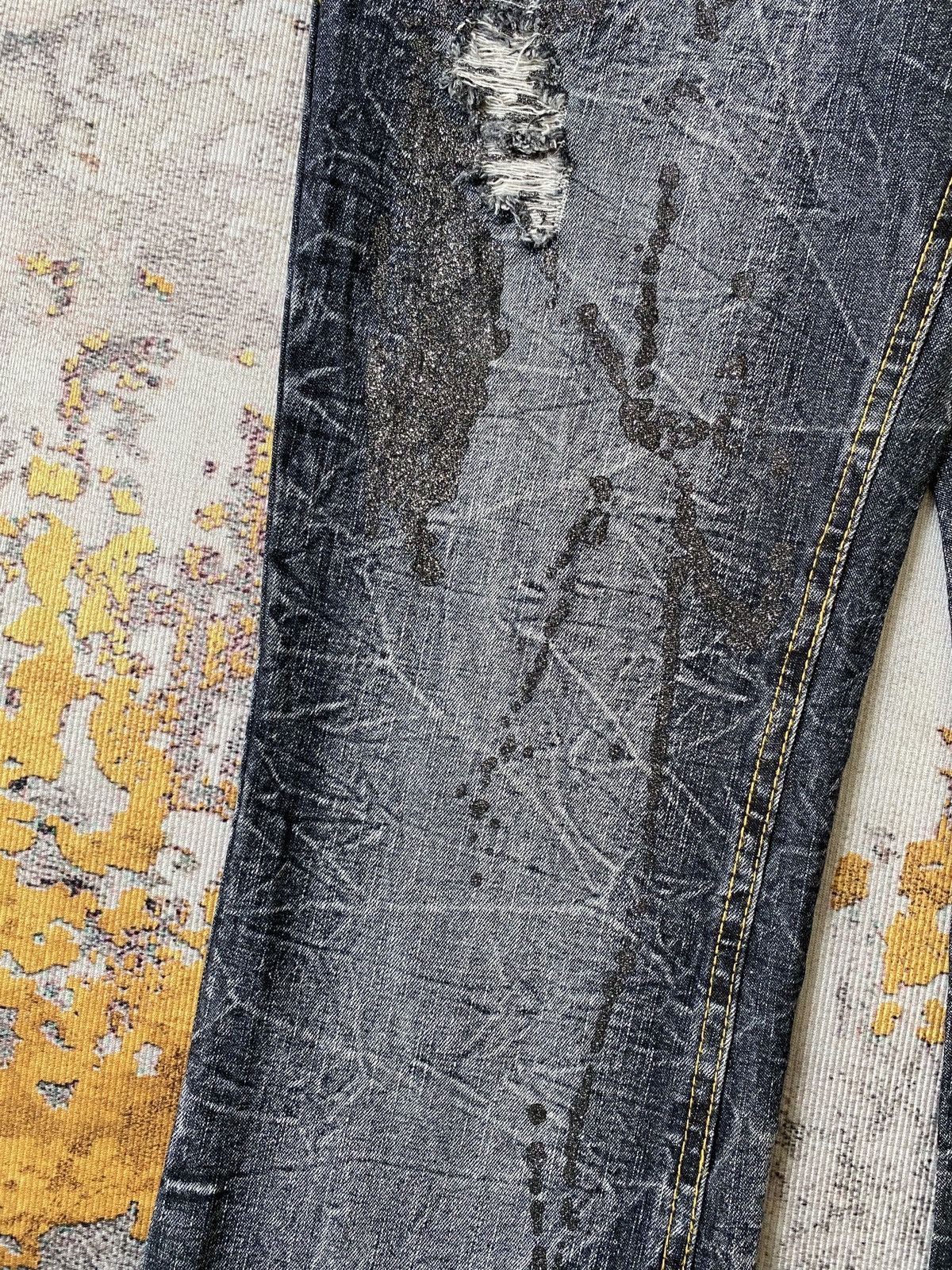Japanese Brand Lowbox Premium Claws Mark Honey Comb Distressed Flare Denim Size US 32 / EU 48 - 8 Thumbnail