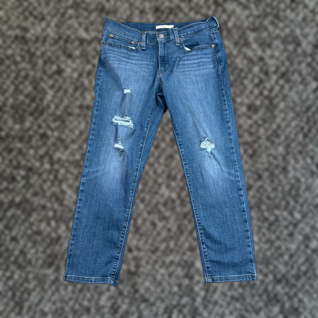 Levi's Levi's Boyfriend Jeans Womens 30 Medium Wash Blue Denim Ankle Relaxed Stretch Size 30" / US 8 / IT 44 - 1 Thumbnail