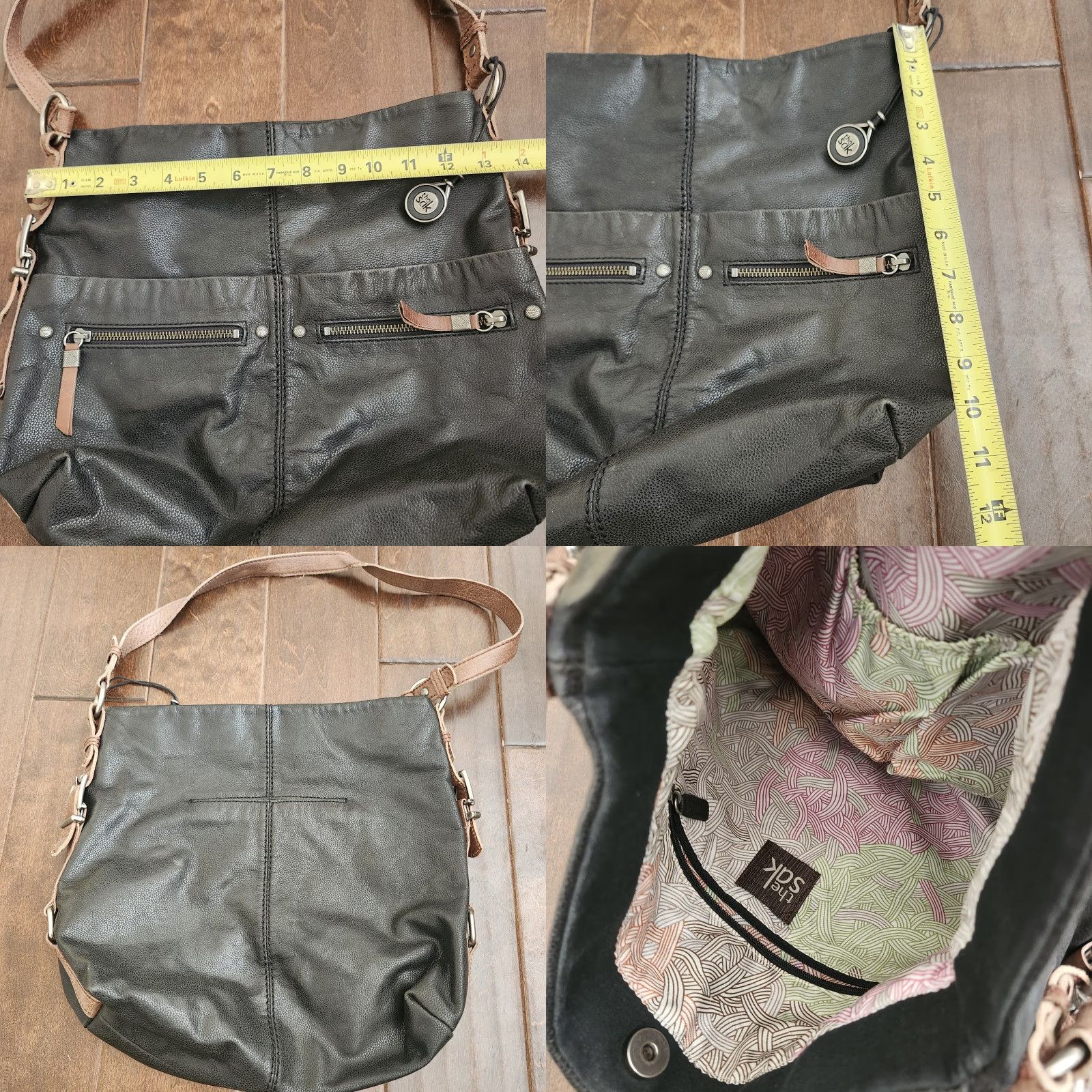 The Sak The Sak Leather Shoulder Bag Black Tan Crossbody Women Magnetic Closure Solid Leather Shoulder Bag Ladies Crossbody Tan Black Size ONE SIZE - 8 Thumbnail