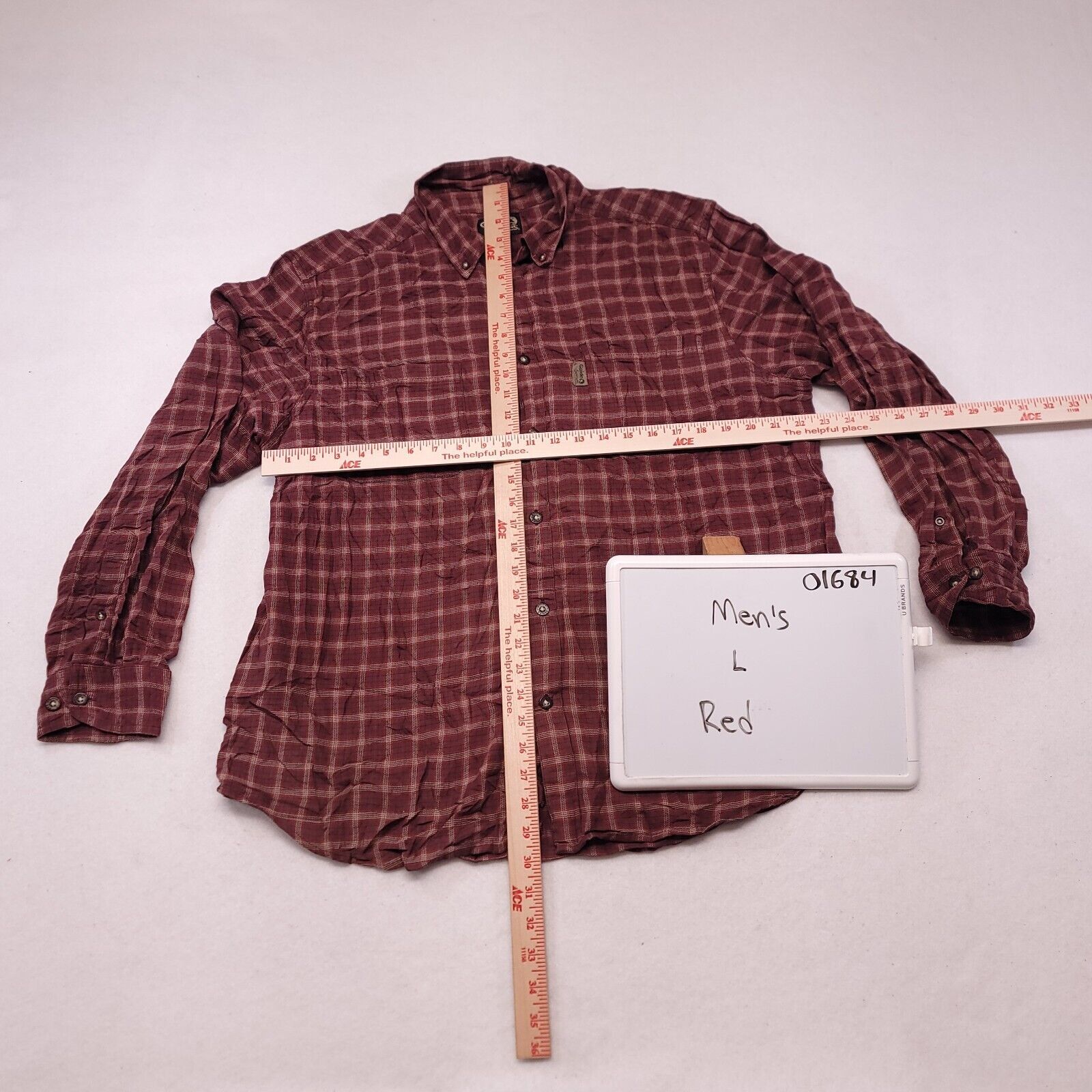 Guide Series Guide Series Windowpane Flannel Shirt Mens Size Large L Red Size US L / EU 52-54 / 3 - 5 Thumbnail