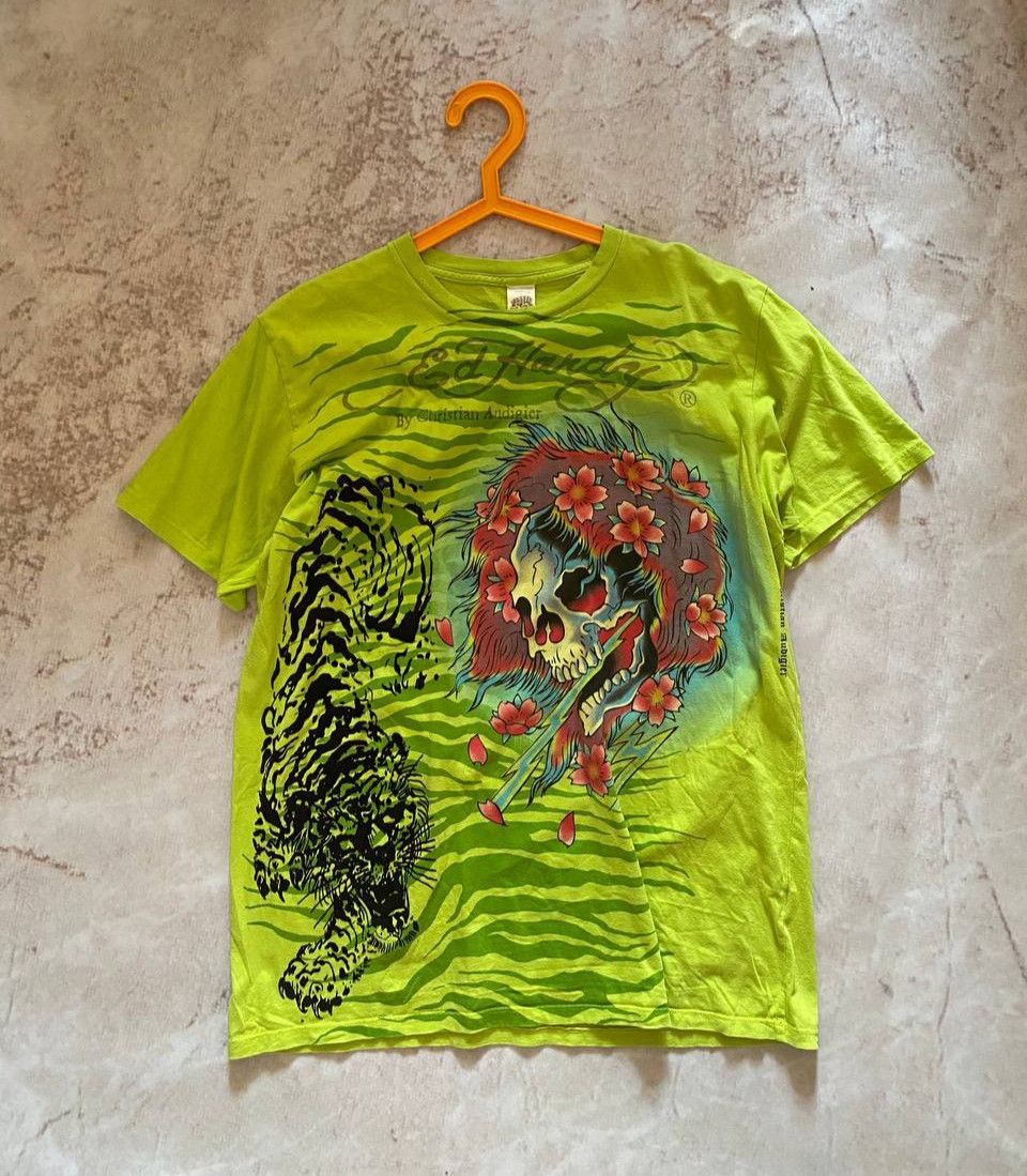 Christian Audigier × Ed Hardy × Vintage Crazy Vintage Y2K Ed Hardy T Shirt Skull Goth tiger USA Size US L / EU 52-54 / 3 - 1 Thumbnail