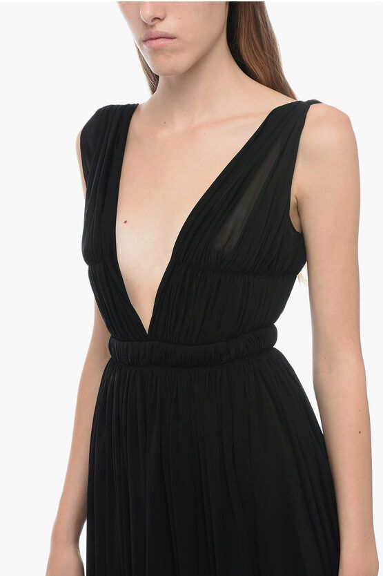 Saint Laurent Paris o1tp1o1224 Mini Dress In Jersey Voile in Black Size M / US 6-8 / IT 42-44 - 3 Thumbnail