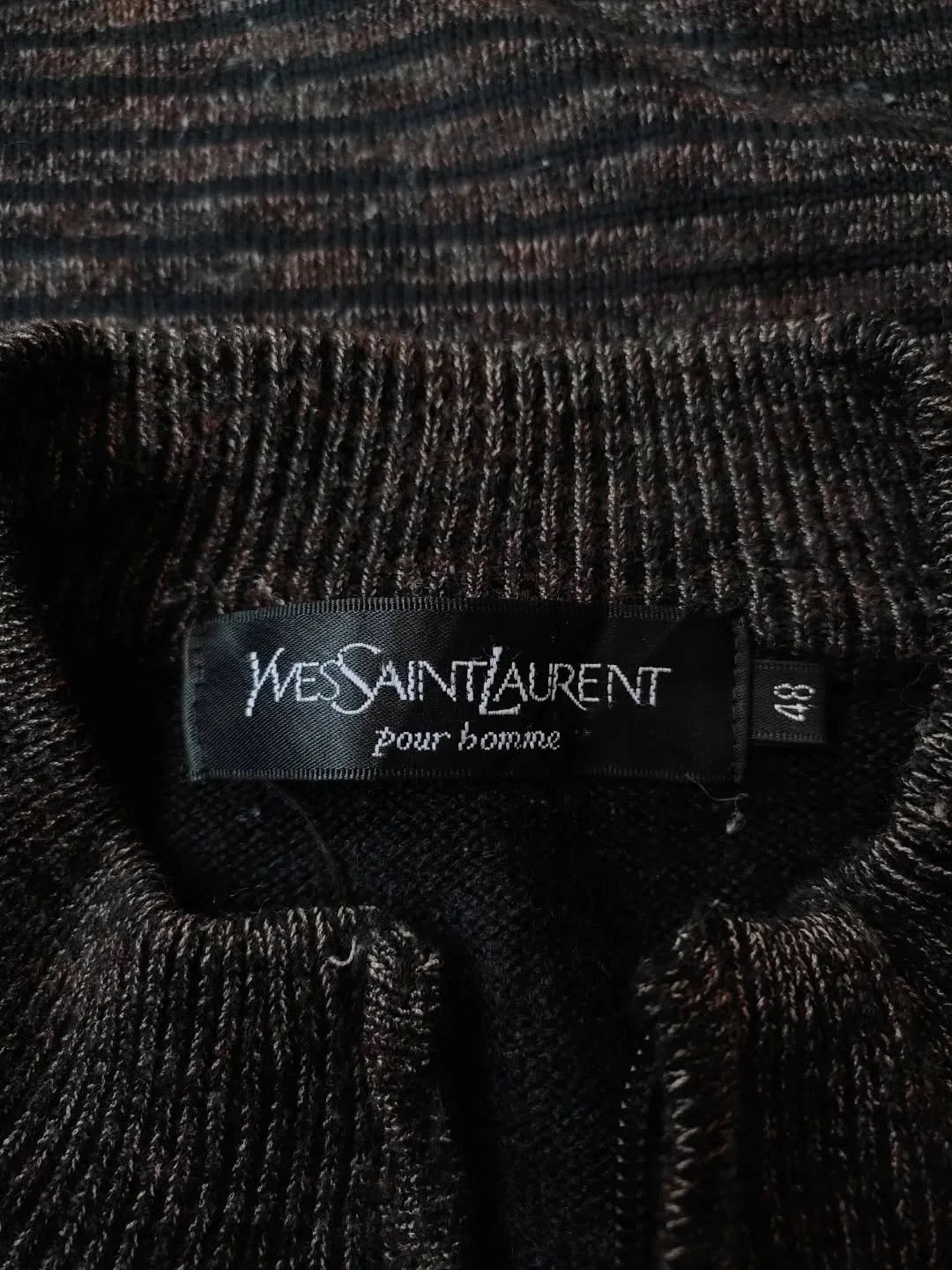 Yves Saint Laurent Vintage Grey YSL Sweater Knit 1/4 Quarter Zip Size US L / EU 52-54 / 3 - 3 Thumbnail