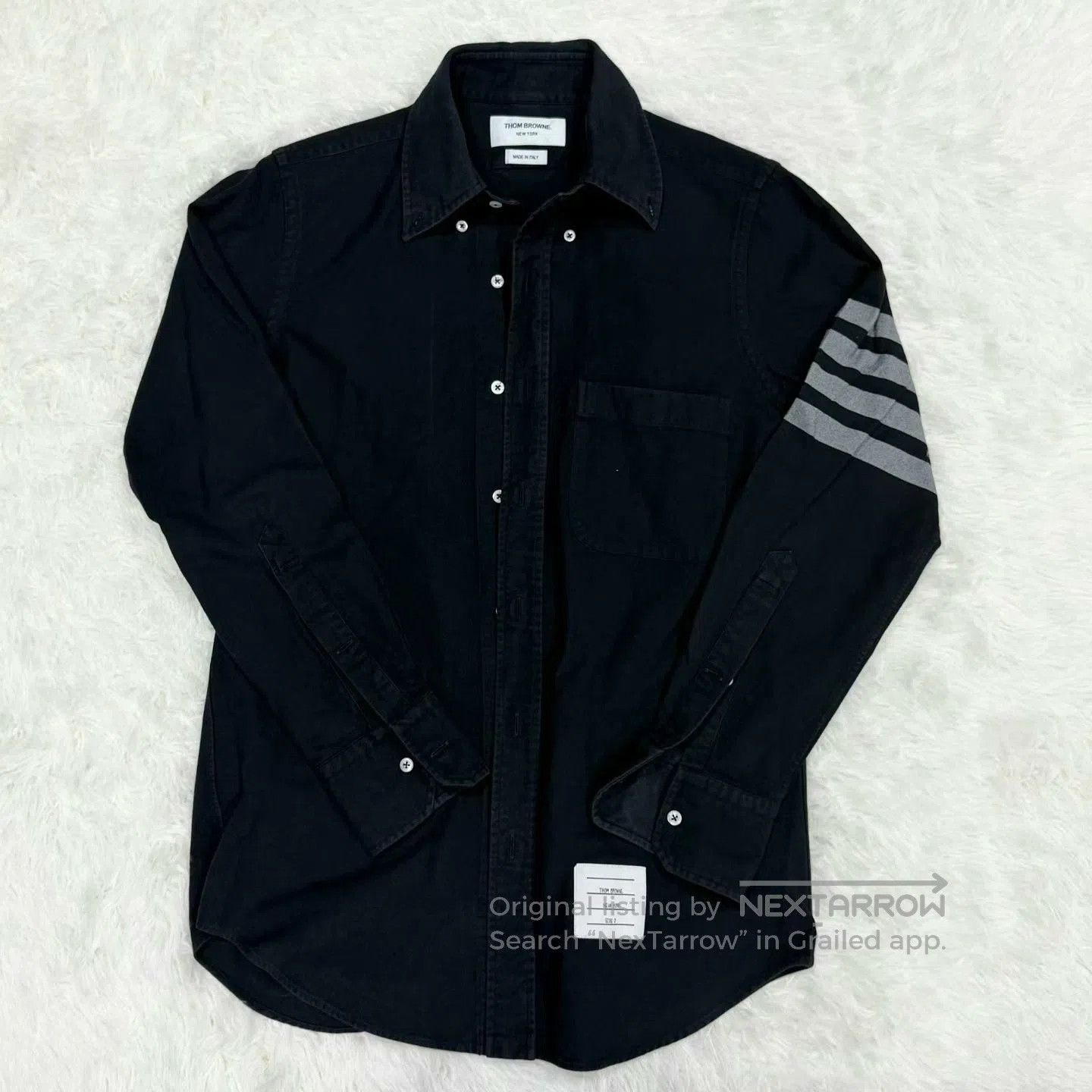 Thom Browne navy blue thom browne long sleeve shirt. Size US XXS / EU 40 - 1 Thumbnail