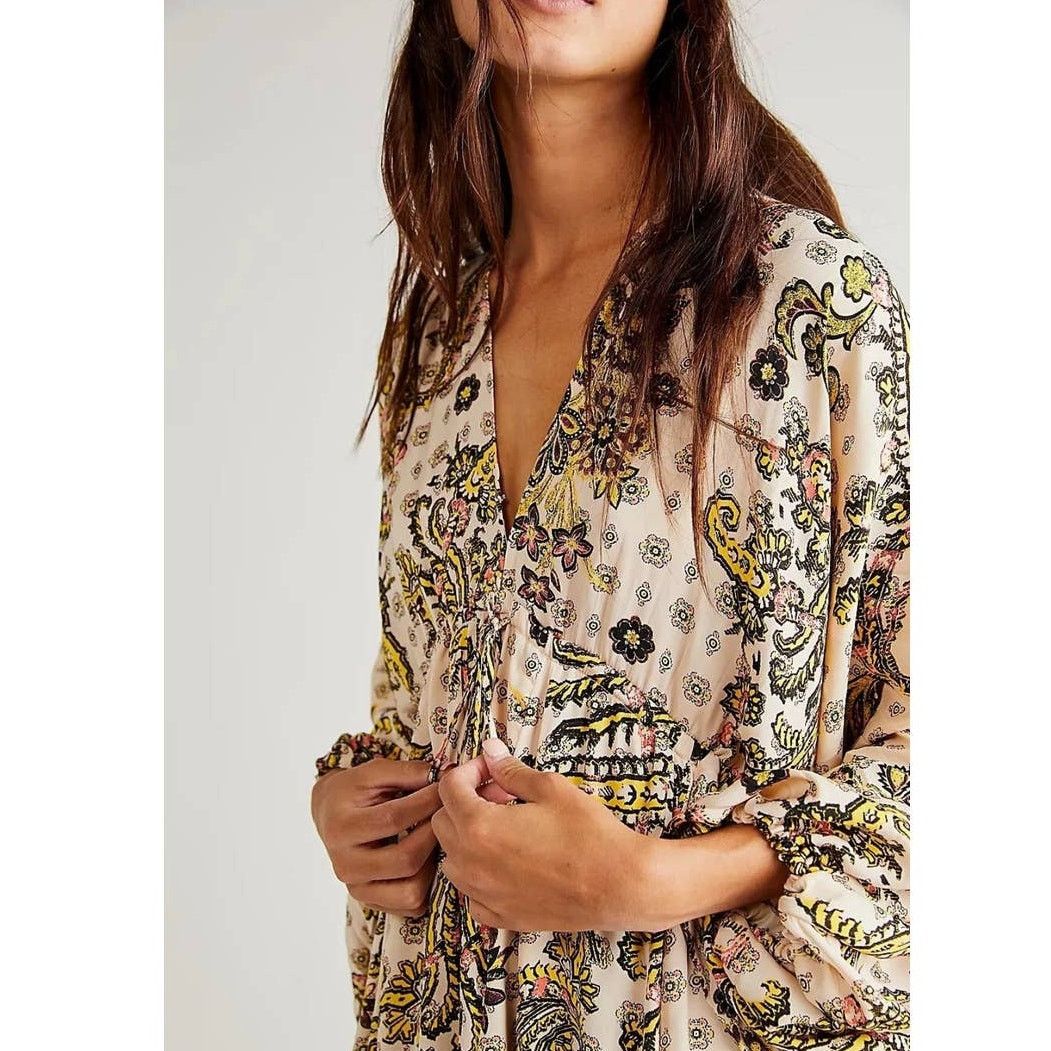 Free People New Free People Arzel Printed Mini Dress $148 X-SMALL Size XS / US 0-2 / IT 36-38 - 8 Thumbnail