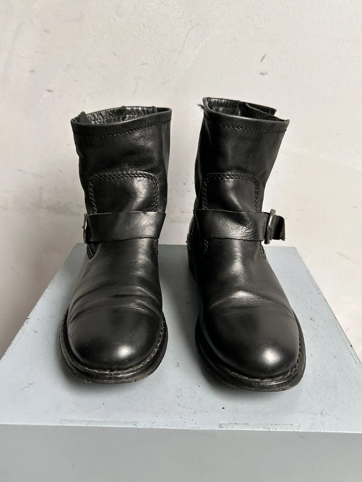 Leather Black leather ankle boots metal zip AS 98 style guidi Size US 9 / IT 39 - 5 Thumbnail