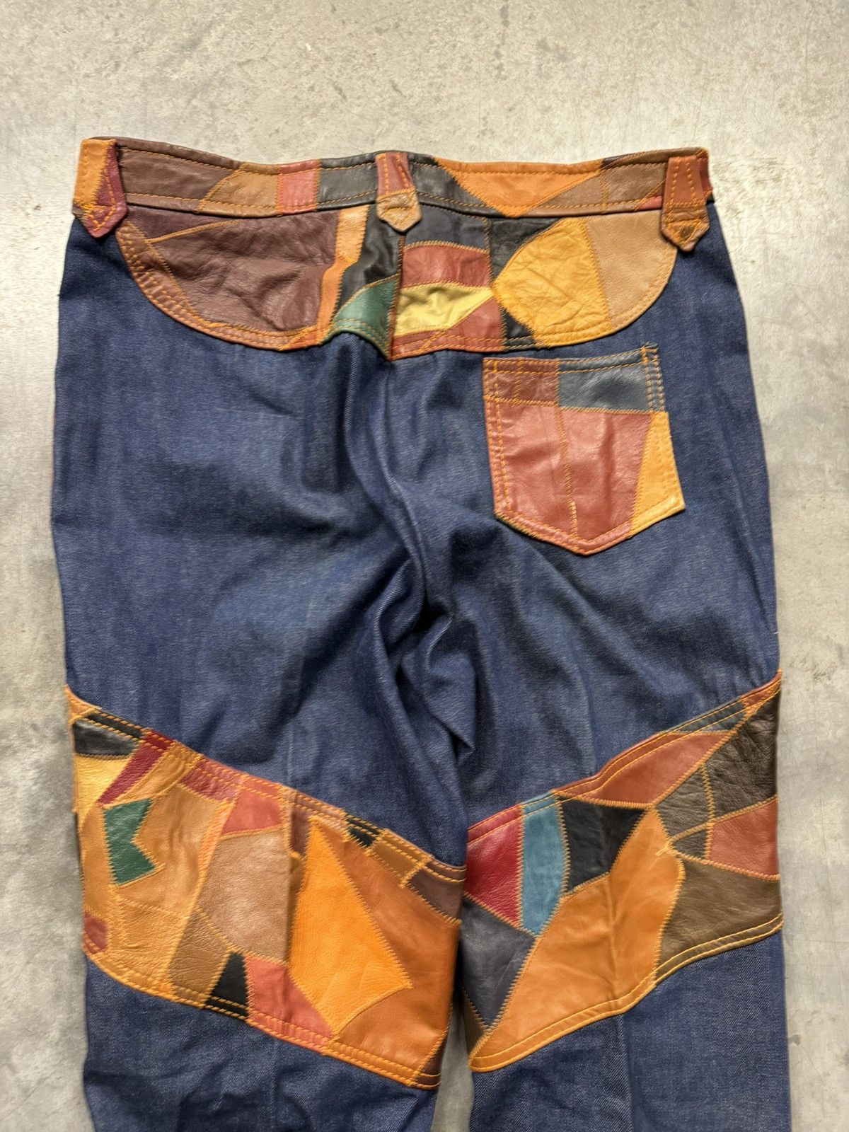 Vintage Vintage 70s Leather Patchwork Flare Jeans (38x38) Size US 38 / EU 54 - 7 Thumbnail
