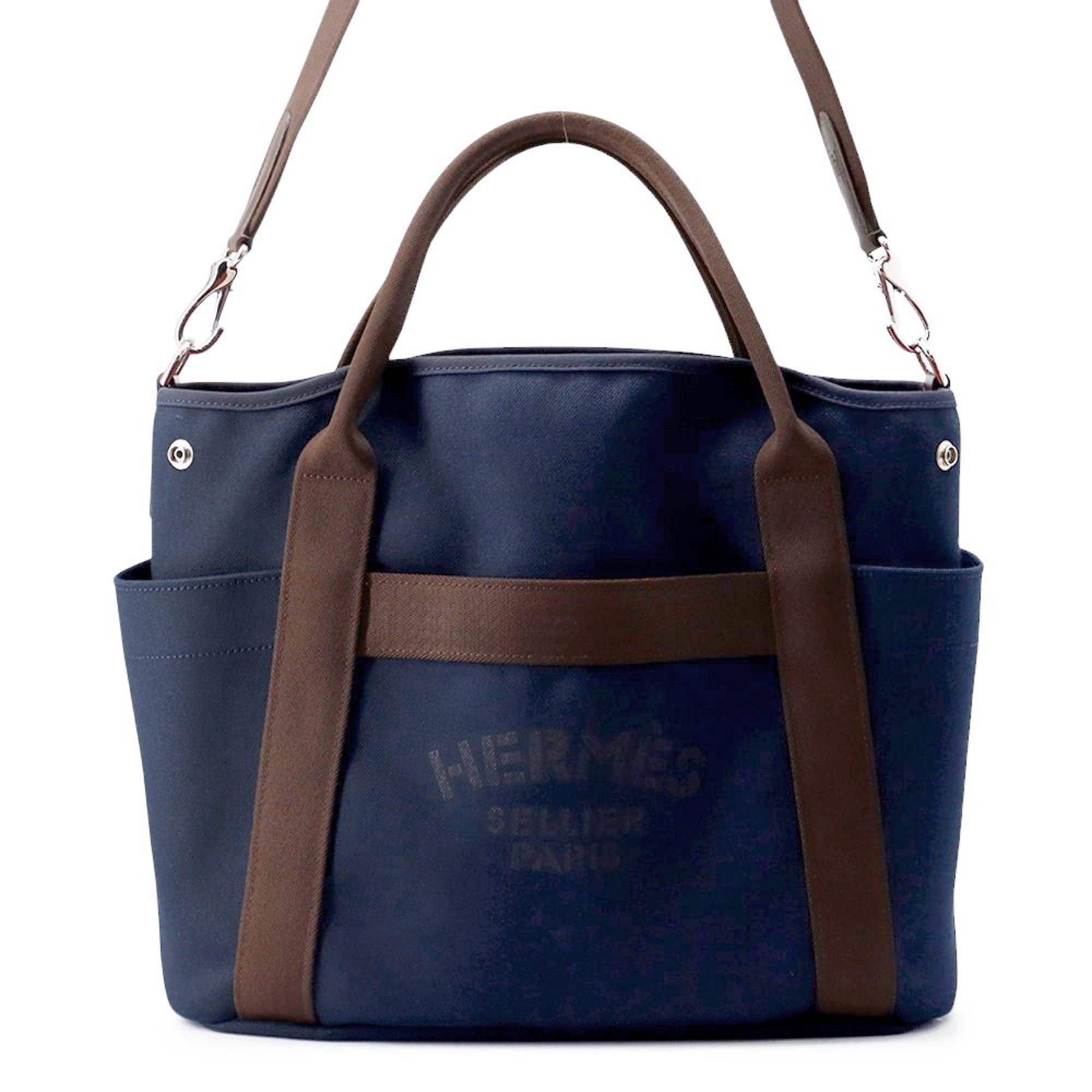Hermes Hermès SAC DE PANSAGE GROOM Navy/Fu B Stamp 2-Way
