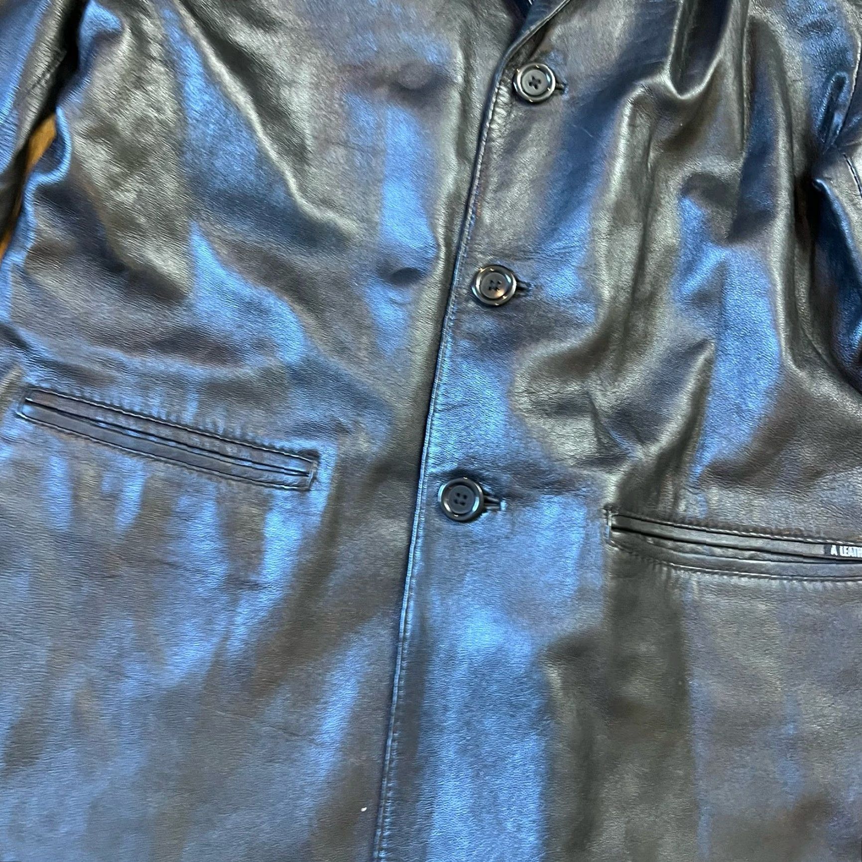 Vintage Arshad Leather Coat Womens Large Long Italy Jacket Button Black Leather Jacket L Womens Black Arshad Motorcycle Coat Size L / US 10 / IT 46 - 2 Thumbnail
