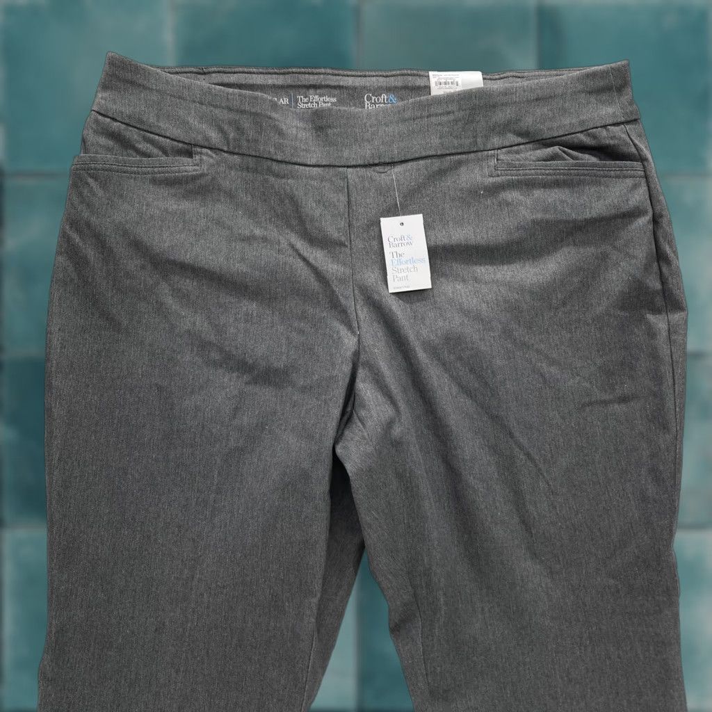 Croft & Barrow Pants Womens 22W Gray Bootcut Plus Comfort NWT Effortless Stretch Dress Pants 32in Inseam Slimming Pull On Womens