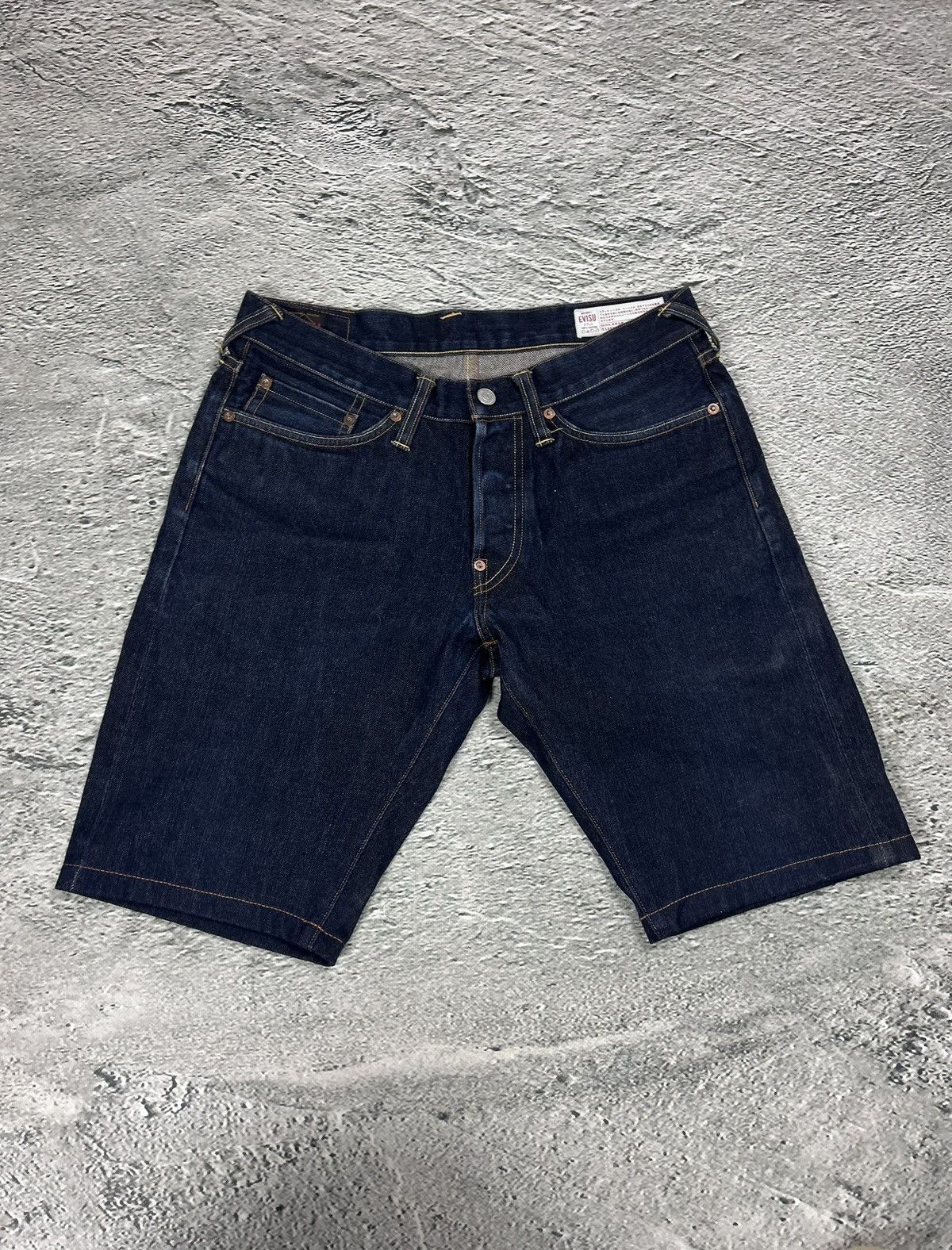 Evisu Evisu jorts navy blue shorts denim red seagulls handpainted Size US 32 / EU 48 - 3 Thumbnail