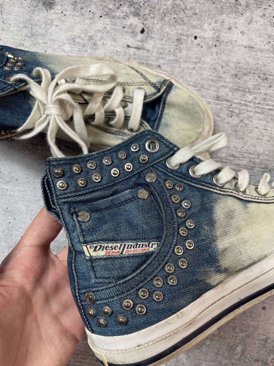 Diesel Vintage 00s Diesel Studded Denim Lace Up Shoes Y2K Size US 7 / EU 40 - 3 Thumbnail