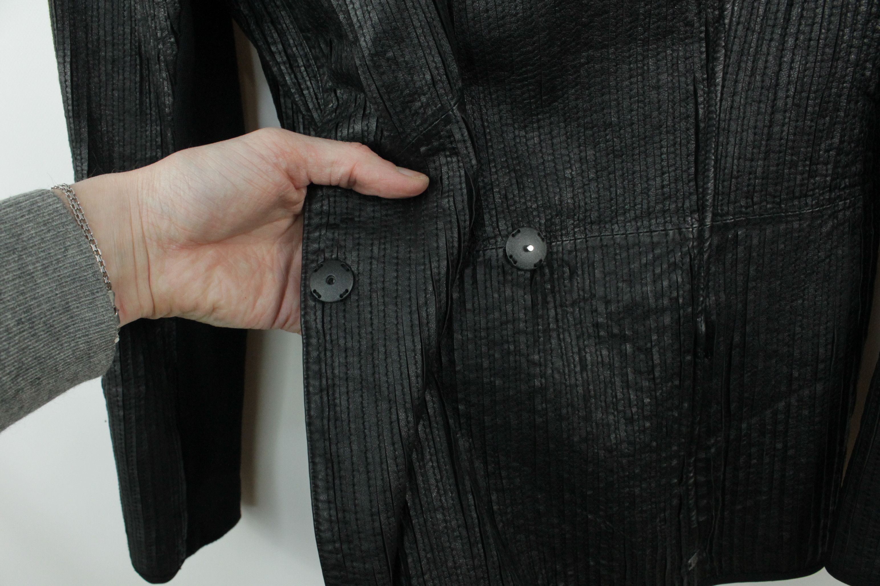 Milestone Milestone Alma Perforation Leather Stretch Jacket Black Size XL / US 12-14 / IT 48-50 - 3 Thumbnail