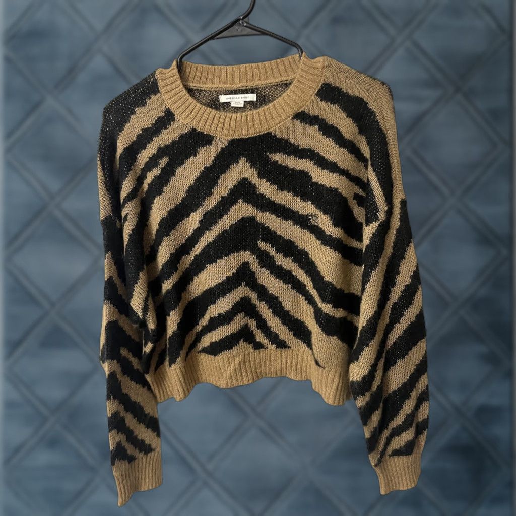 American Eagle Outfitters American Eagle Sweater Women Small Brown Animal Print Wool Blend Pullover Size S / US 4 / IT 40 - 1 Thumbnail