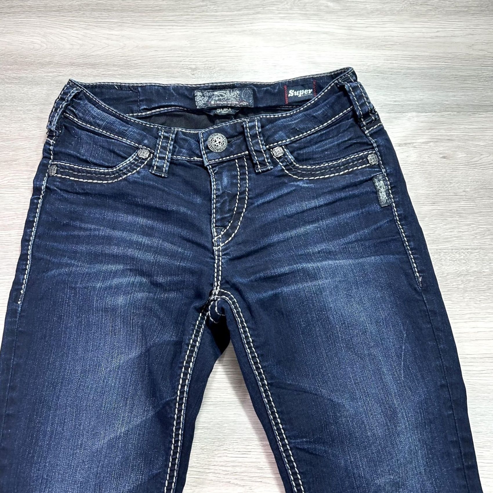 Vintage Silver Jeans Suki Mid Super Skinny Womens 26x31 Dark Wash Stretch Denim Jeans Size 26" / US 2 / IT 38 - 3 Thumbnail