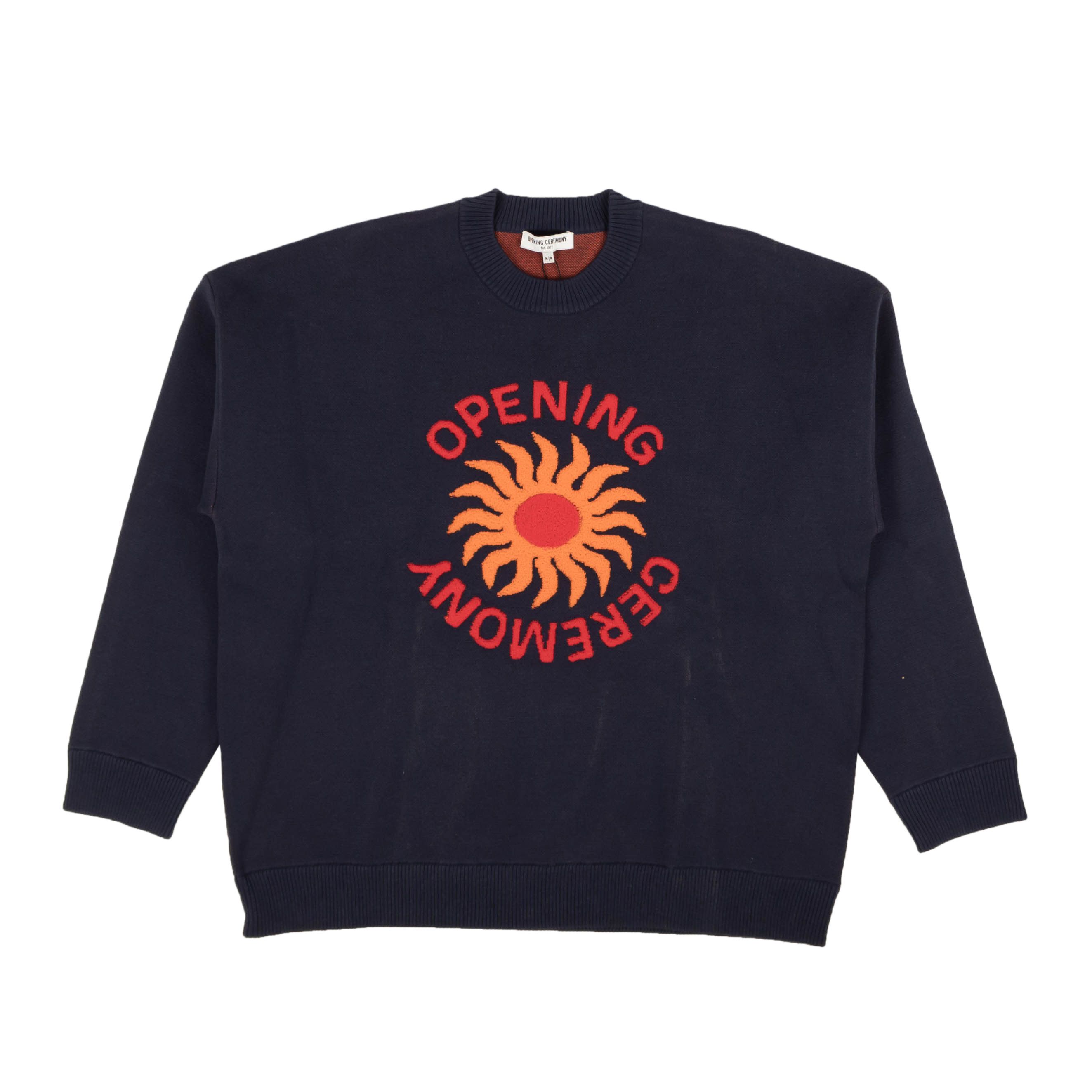 image of Opening Ceremony Navy Blue Sun Logo Collegiate Sweater Size M, Men's