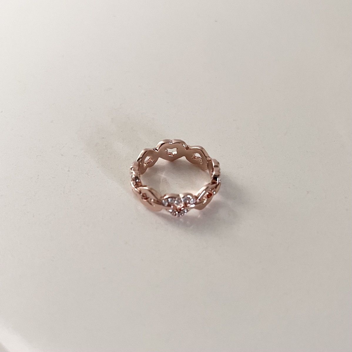 Other 18k Rose gold heart chain ring gold plated size 7 Size ONE SIZE - 9 Thumbnail