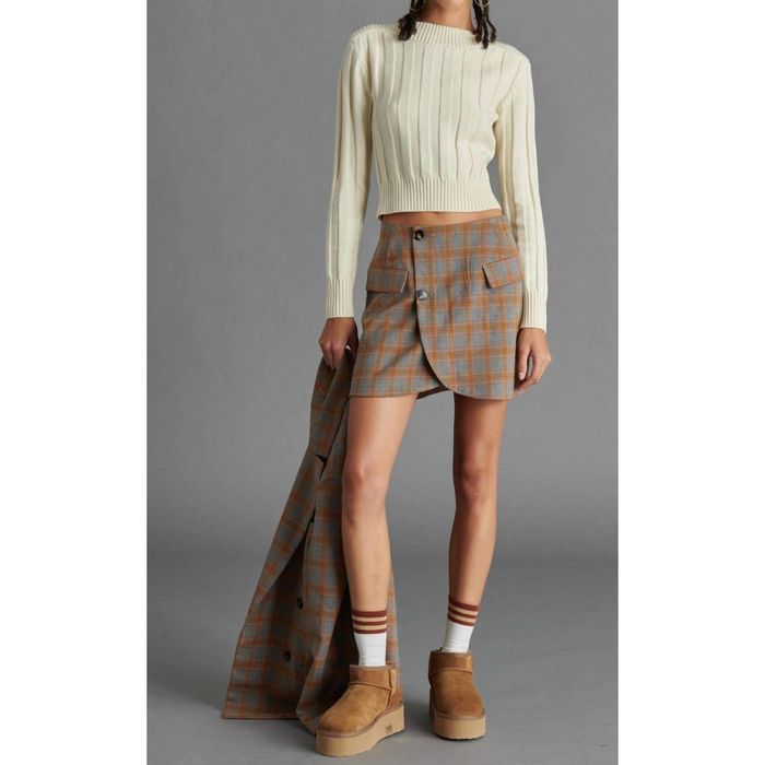 Steve Madden Lark Wrap Skirt In Grey Plaid | Grailed