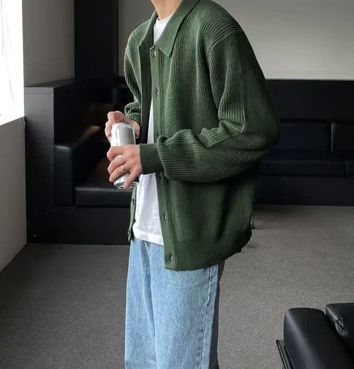 VIBE Korean Fashion Knitted Coat Streetwear Casual Cardigan Size US L / EU 52-54 / 3 - 3 Thumbnail