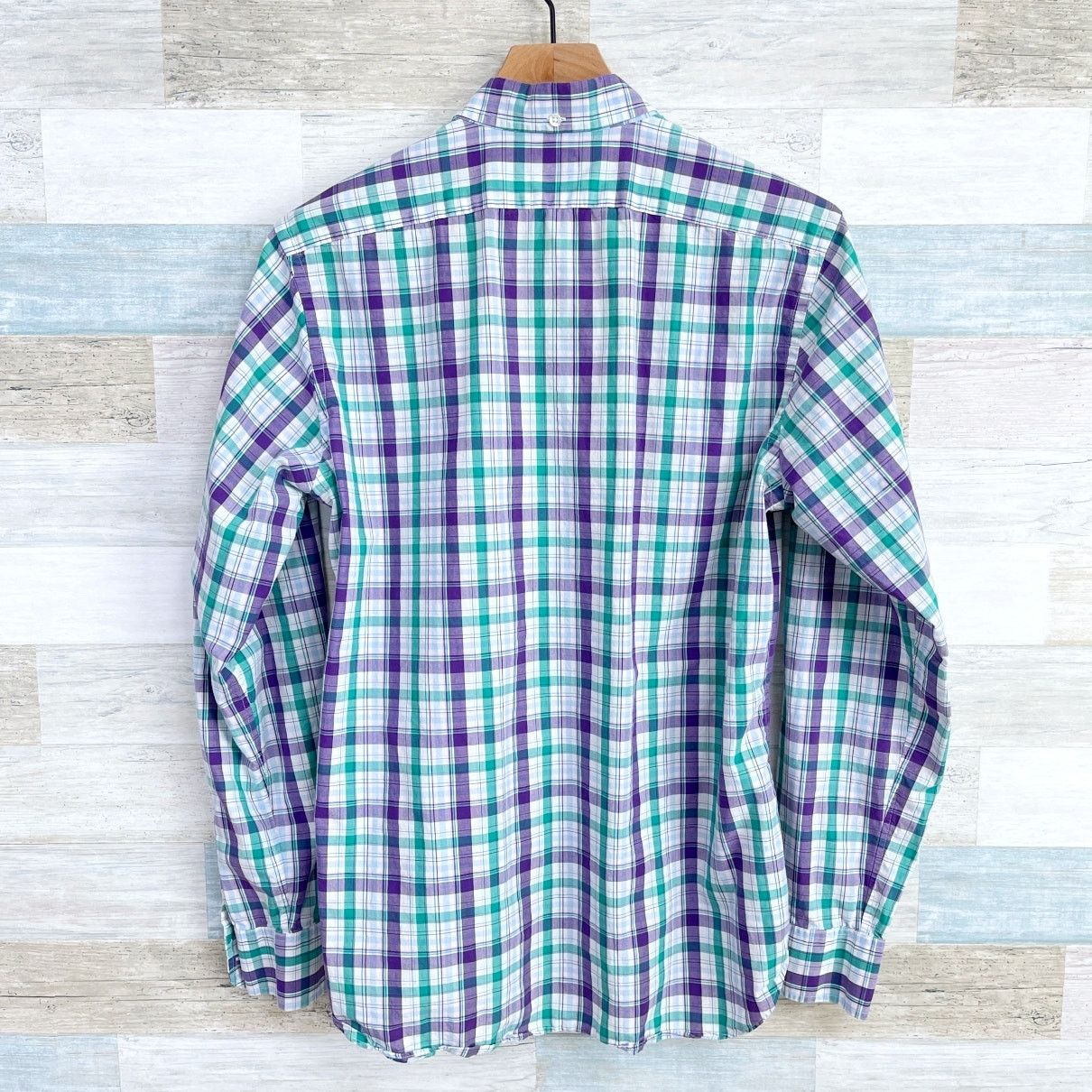 Bonobos Bonobos Long Sleeve Poplin Shirt Green Purple Plaid Mens M Size US M / EU 48-50 / 2 - 3 Thumbnail