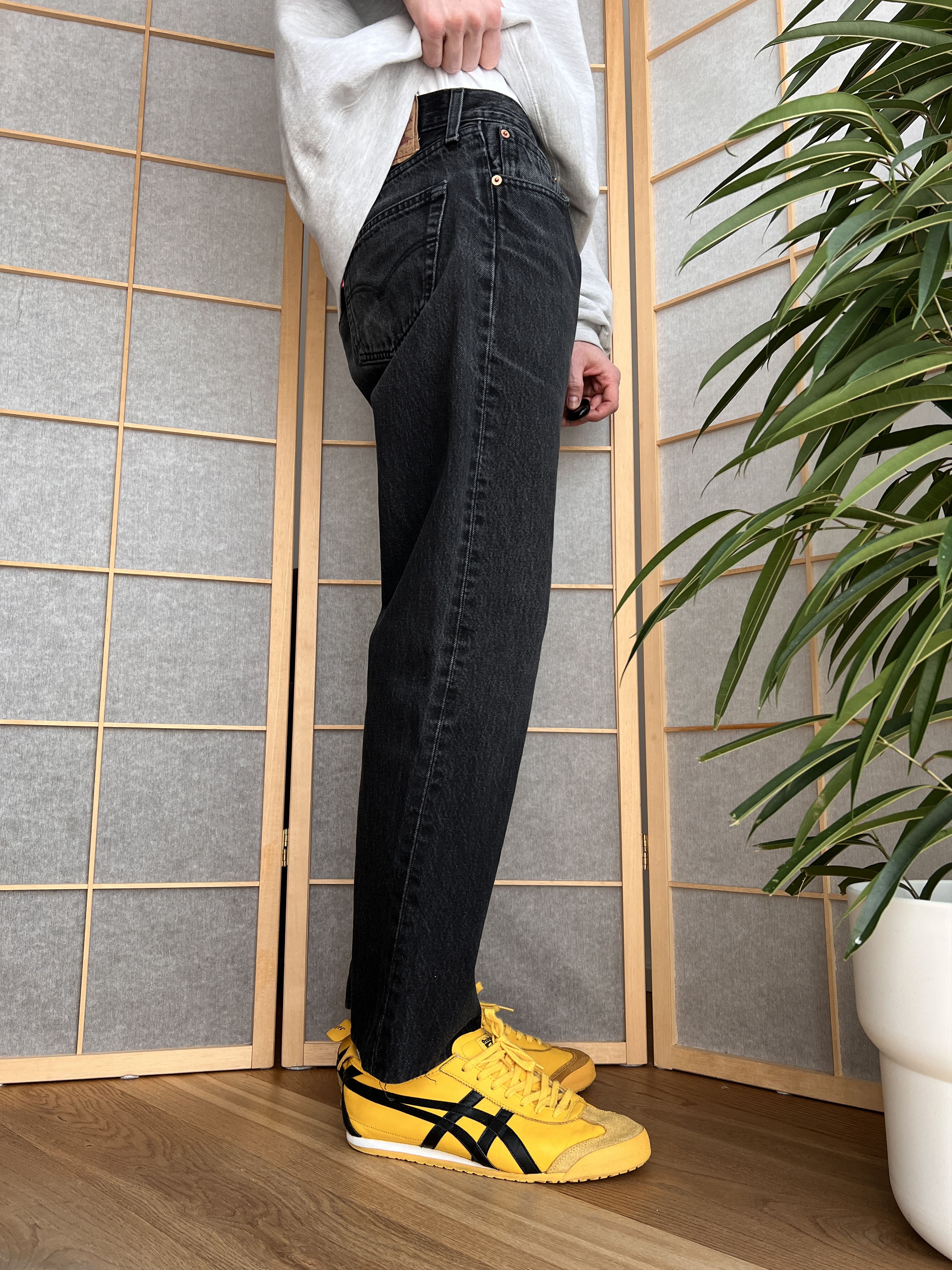 Levi's Levis 501 USA vintage 90s washed black denim jeans cropped Size US 34 / EU 50 - 4 Thumbnail