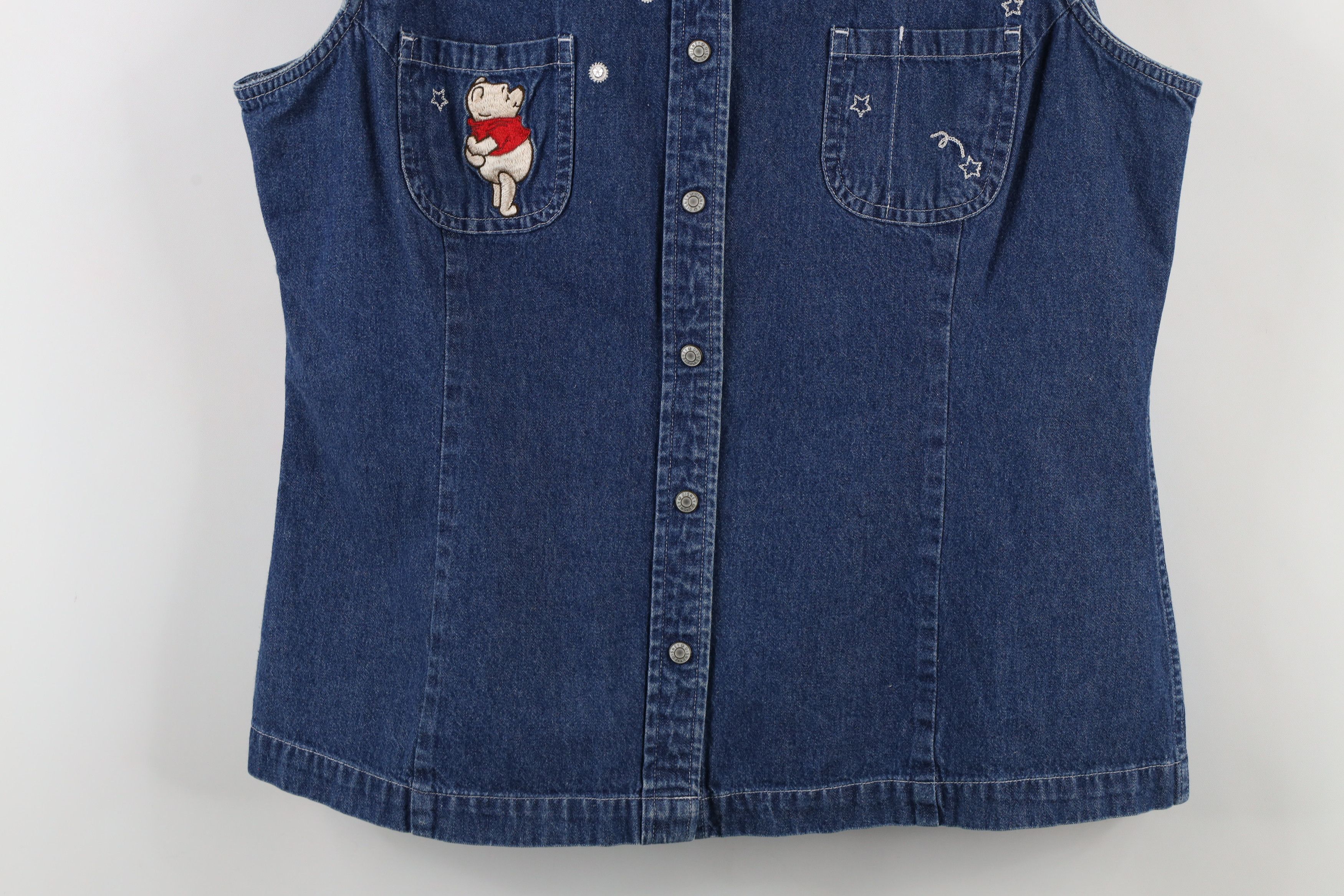 Disney × Vintage Vintage 90s Disney Winnie the Pooh Sleeveless Button Shirt Size L / US 10 / IT 46 - 3 Thumbnail