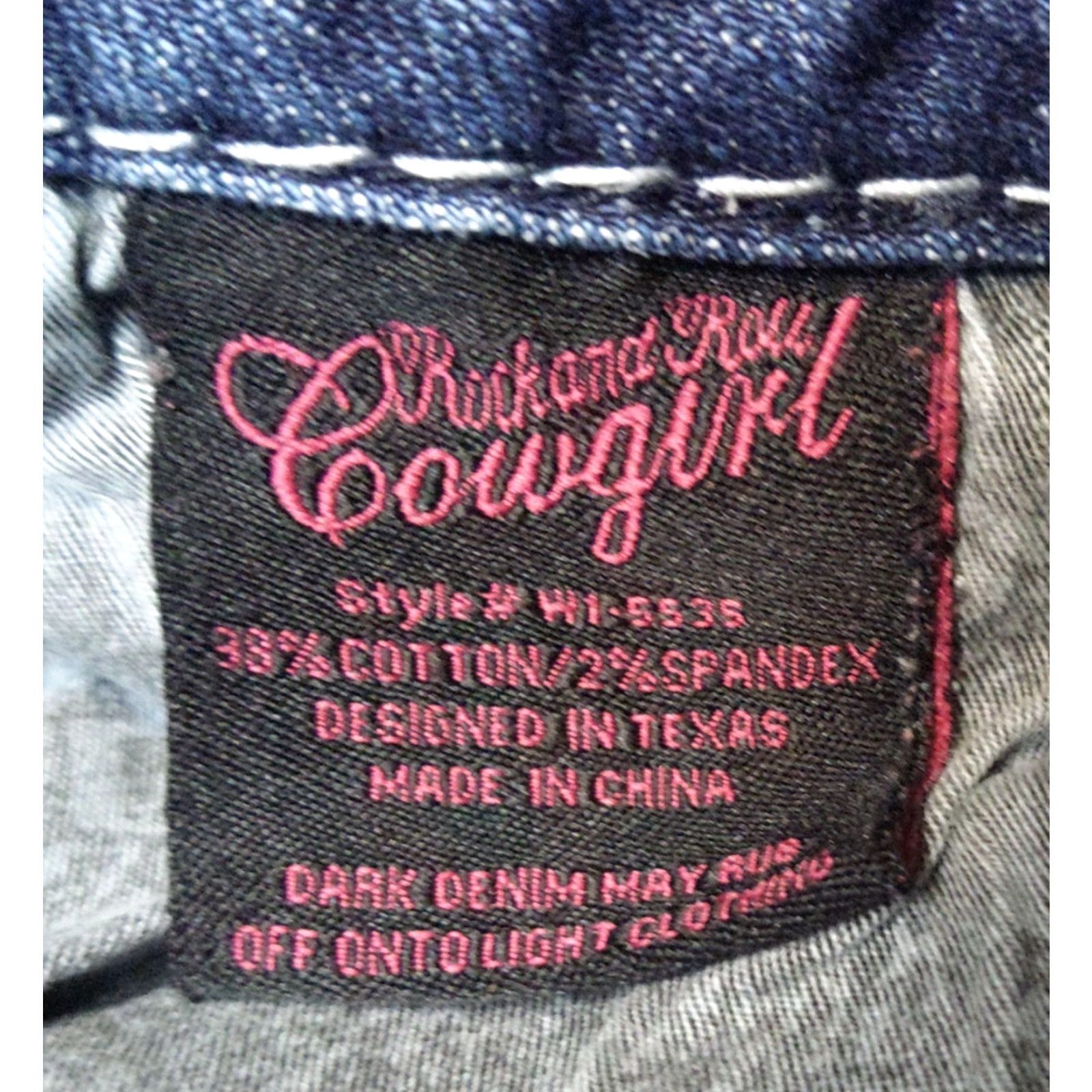 Denime Rock & Roll Cowgirl Denim Jeans Women 28x30 Mid Rise Bootcut Stretch Rhinestone Size 28" / US 6 / IT 42 - 7 Thumbnail