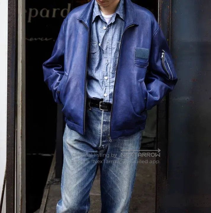 EXEMPLAIRE OUTIL VESTE GOUDON Indigo Leather Jacket. Size US L / EU 52-54 / 3 - 8 Thumbnail