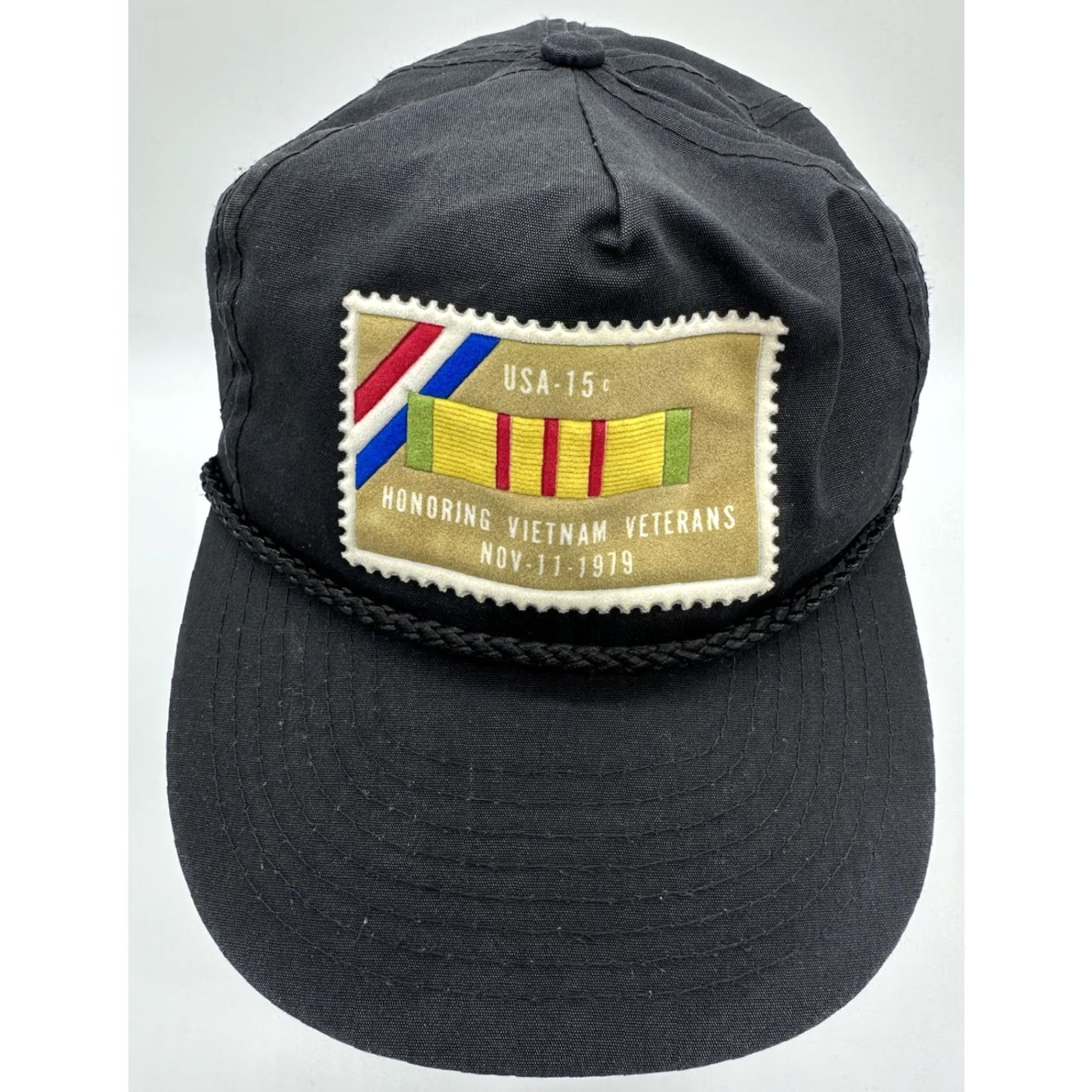 Stampd VINTAGE Vietnam Veteran Hat Black Cotton Canvas Adjustable Strap Baseball Cap Hat Unisex Adults Nissin Casual 90s Theme Boys Mens Girls KS Size ONE SIZE - 2 Thumbnail