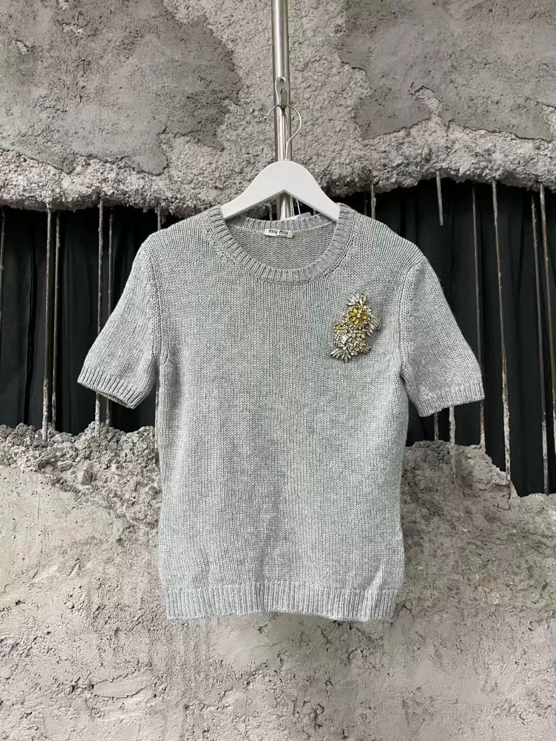 Miu Miu gray rhinestone sweater from miumiu Size S / US 4 / IT 40 - 1 Thumbnail