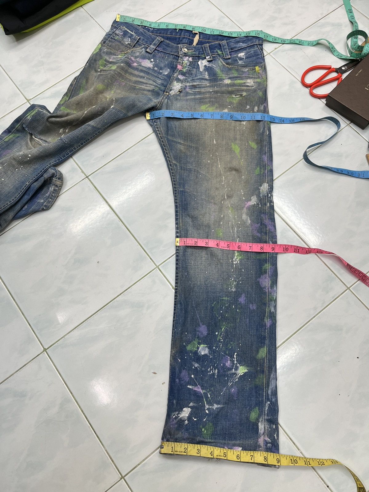 Japanese Brand 🔥🔥🔥ARCHIVE LUXY SPLATTER PAINT DENIM Size US 33 - 19 Thumbnail