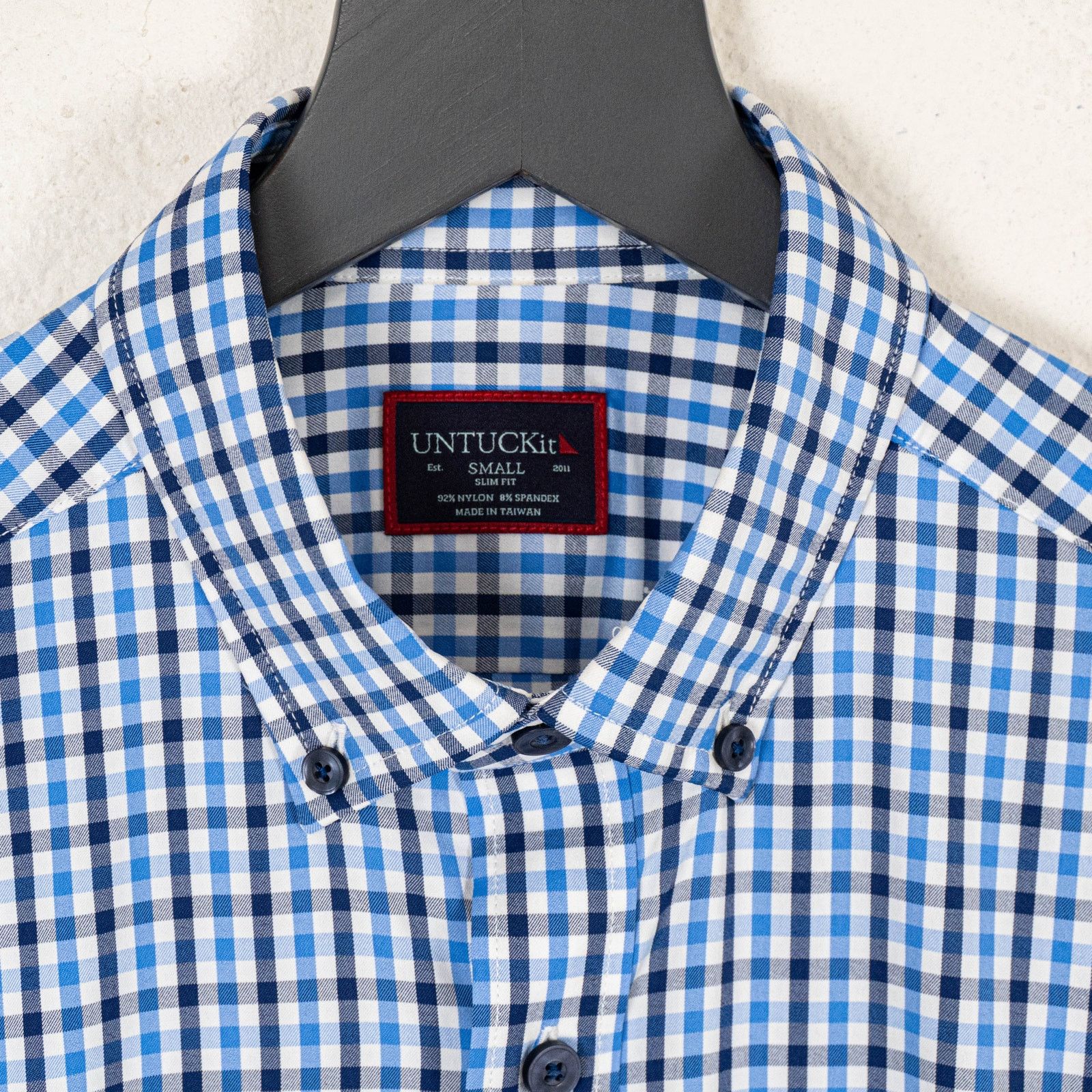 UNTUCKit UNTUCKit Slim Button Down Shirt Blue Gingham check sz Small Size US S / EU 44-46 / 1 - 4 Thumbnail