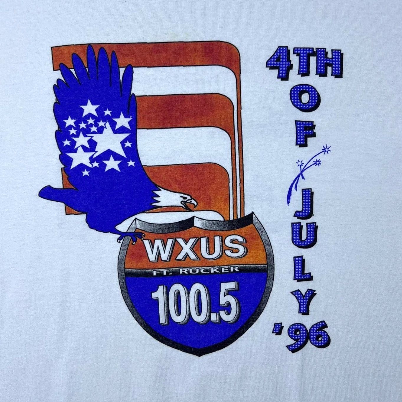 Jerzees VINTAGE Jerzees T-Shirt WXUS Ft. Rucker 100.5 Souvenir 4th Of July ‘96 Graphic White L Mens Size US L / EU 52-54 / 3 - 3 Thumbnail