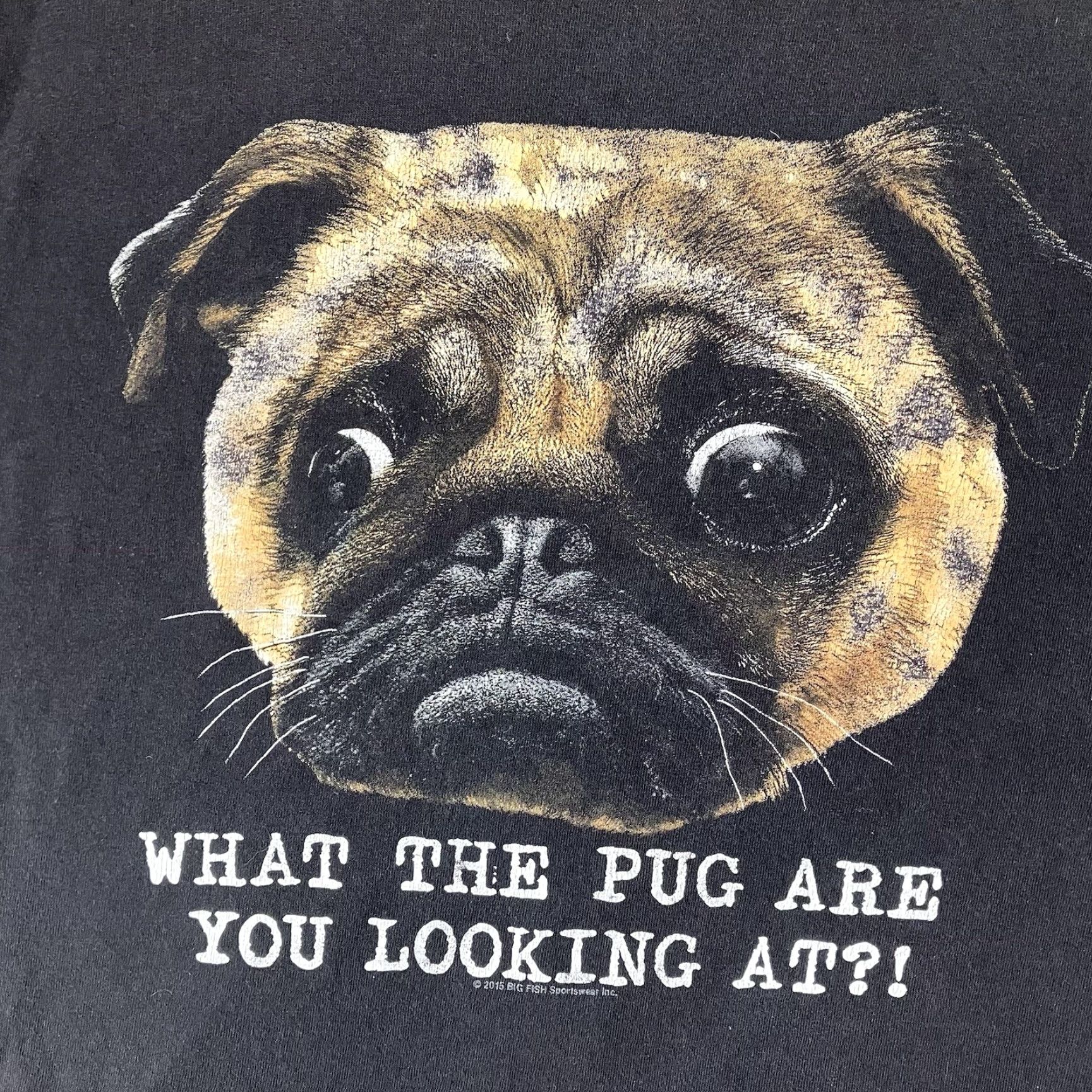 Delta Delta T-Shirt Mens L Black All Cotton Pug Face Graphic Funny Quote 2015 Vintage No Designer Dog Size US L / EU 52-54 / 3 - 3 Thumbnail