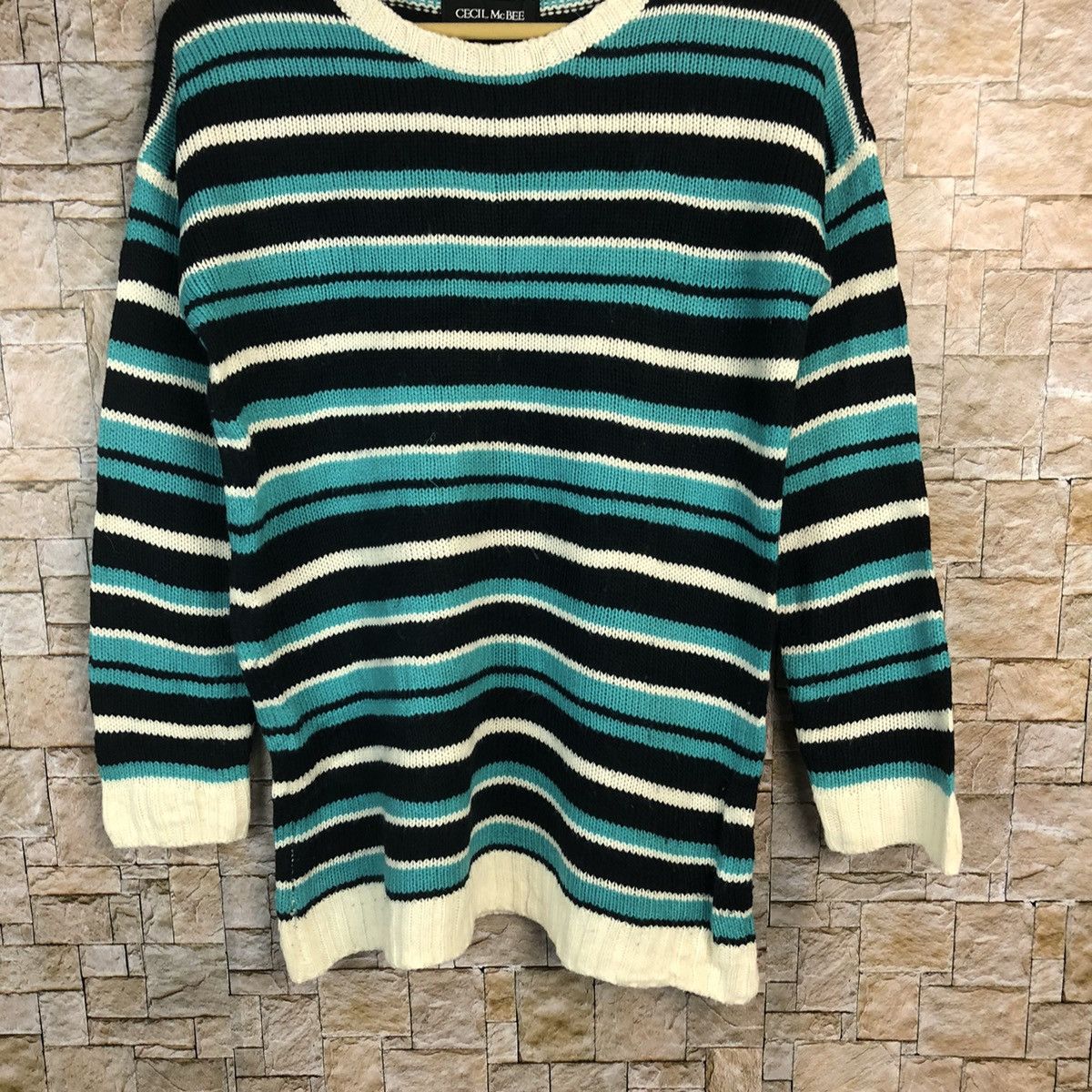 Designer × Japanese Brand × OVER THE STRiPES Cecil Mcbee Green Stripe Knitwear #A766 Size M / US 6-8 / IT 42-44 - 3 Thumbnail