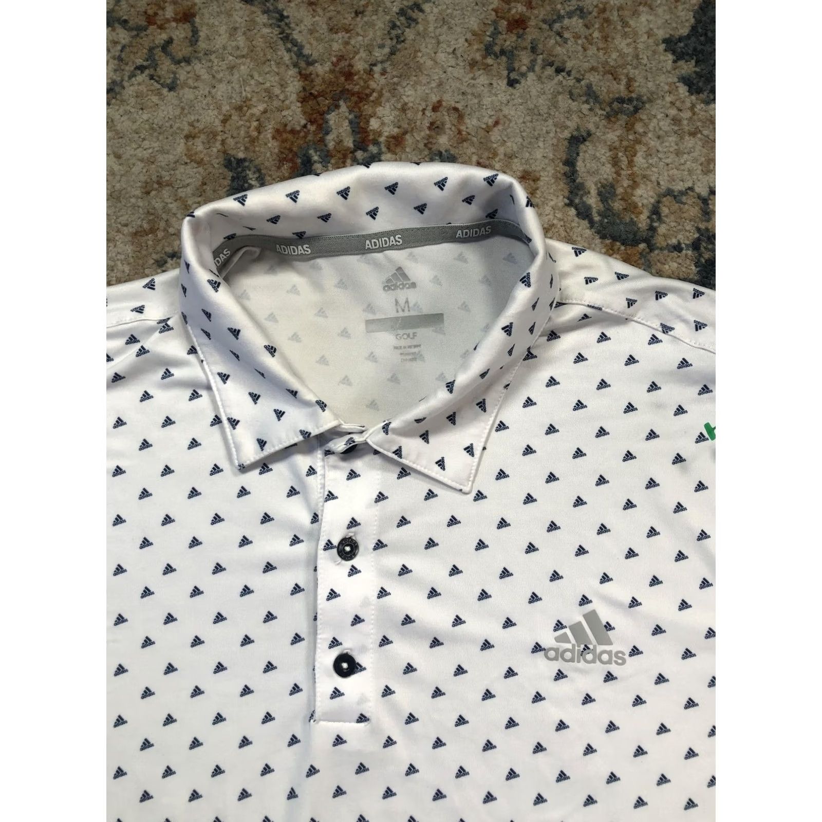 Adidas Adidas Golf Polo Shirt Mens M White Triangle Logo Print Short Sleeve Performance Size US M / EU 48-50 / 2 - 2 Thumbnail