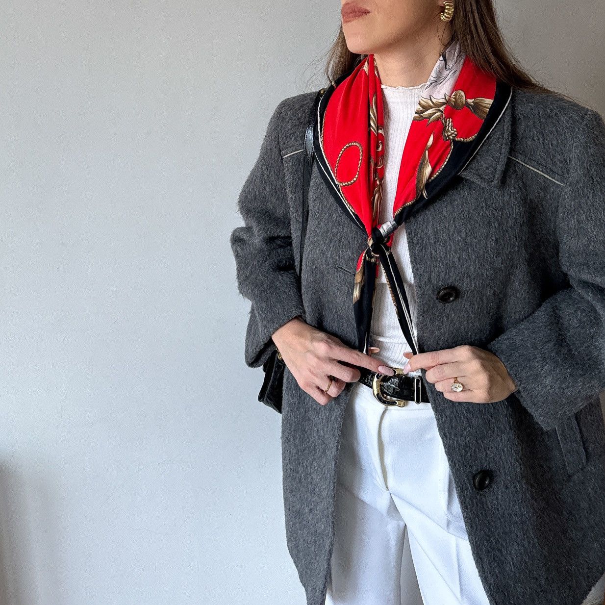 Vintage Weinberg Paris fuzzy grey midi wool coat France Size S / US 4 / IT 40 - 1 Thumbnail